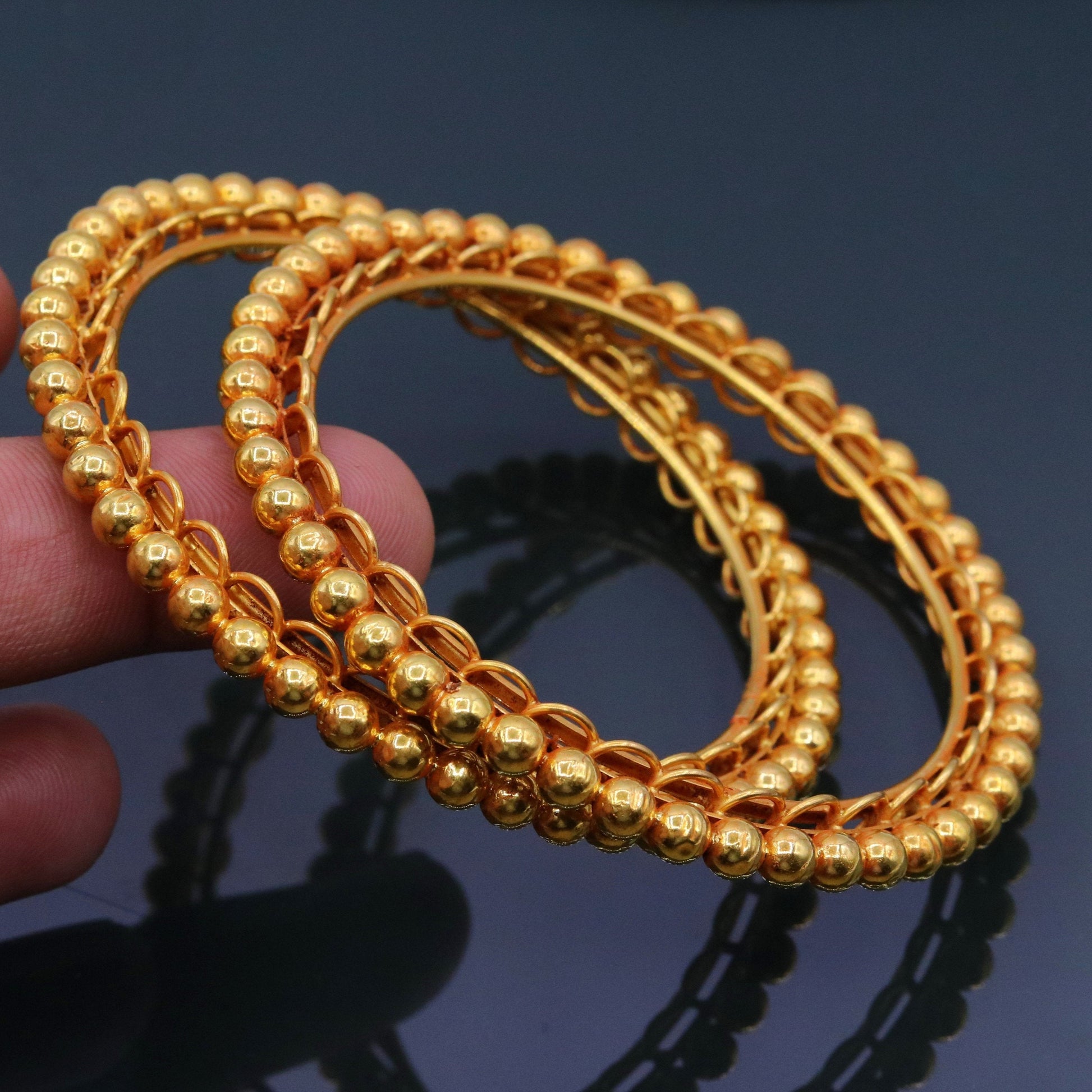 Handmade indian Designer antique style solid gold bangle bracelet fabulous women's traditional tribal jewelry from india ba43 - TRIBAL ORNAMENTS