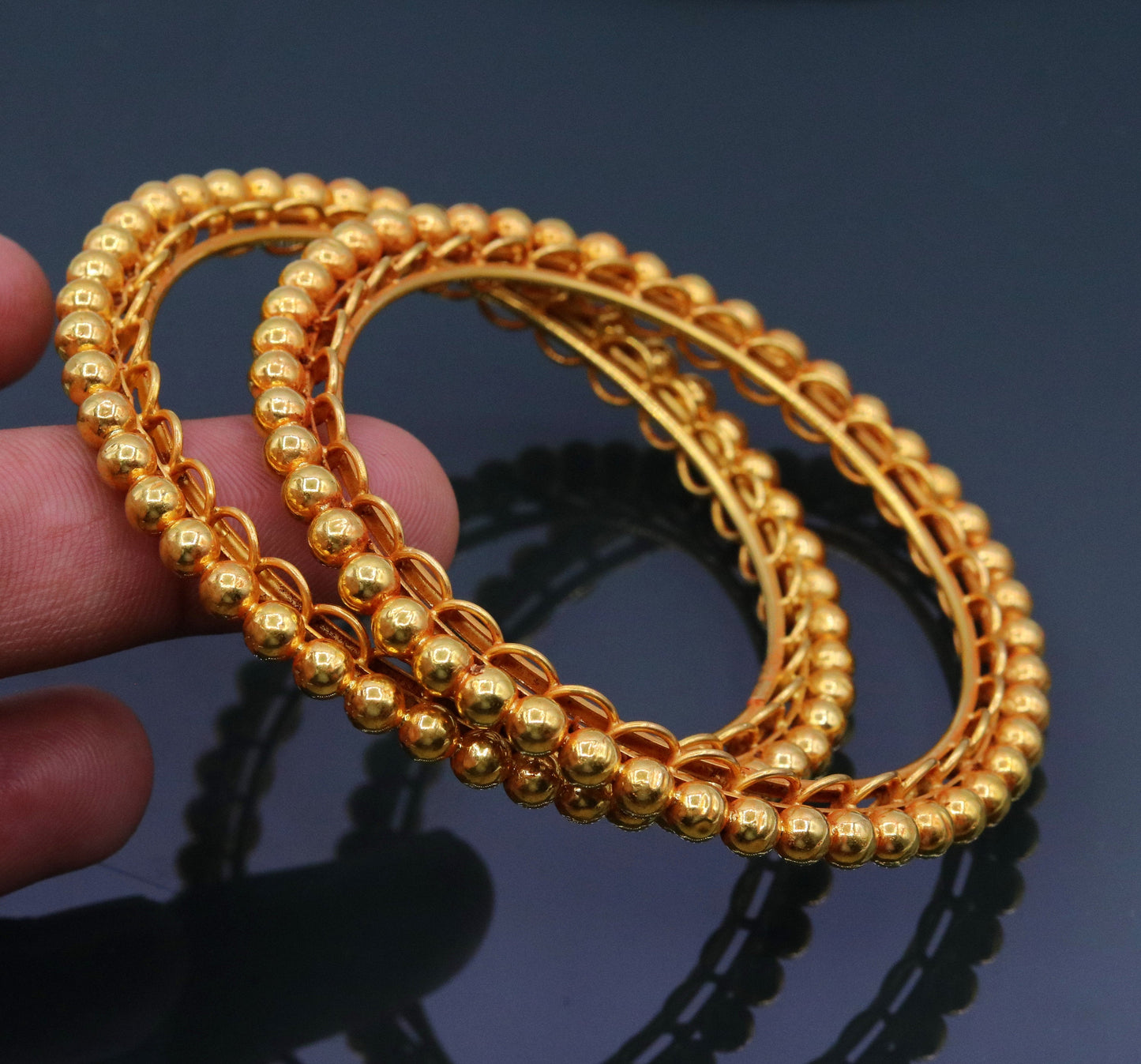 Vintage design handmade indian antique style solid gold bangle bracelet fabulous women's tribal jewelry from india ba43 - TRIBAL ORNAMENTS