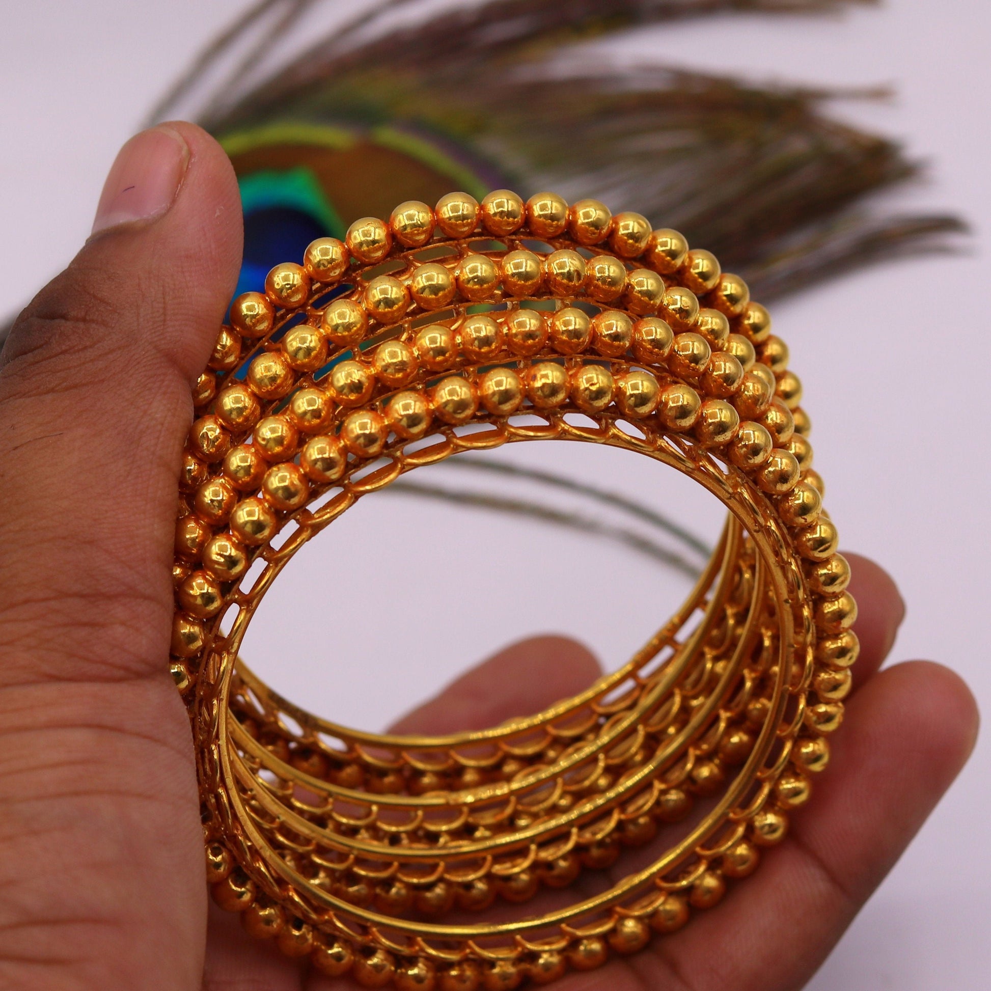 Handmade indian Designer antique style solid gold bangle bracelet fabulous women's traditional tribal jewelry from india ba43 - TRIBAL ORNAMENTS