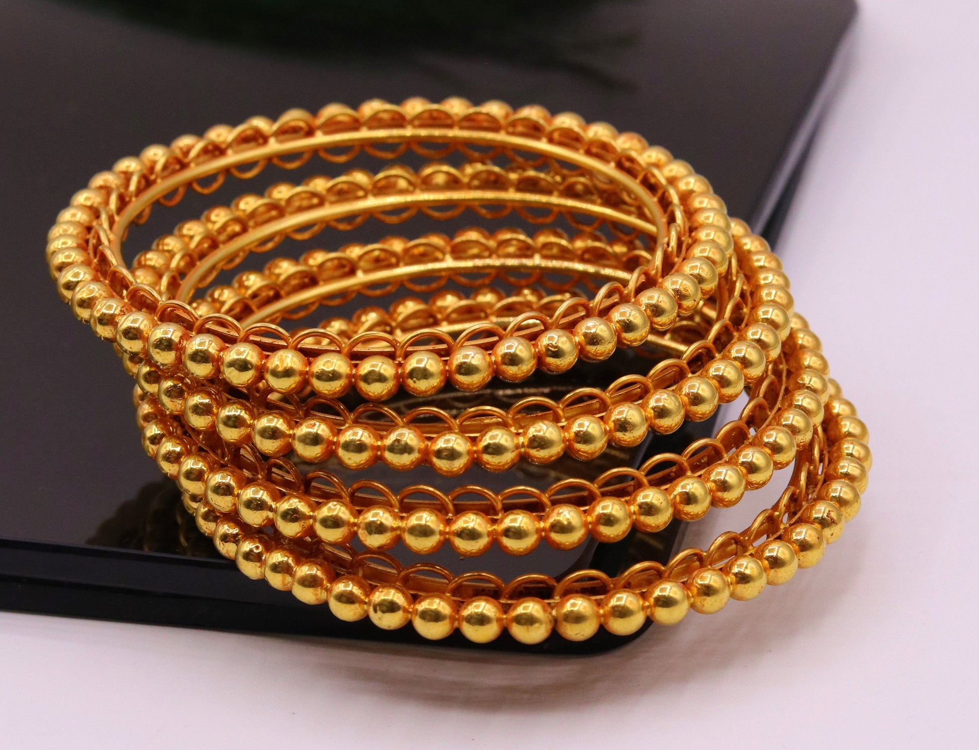 Handmade indian Designer antique style solid gold bangle bracelet fabulous women's traditional tribal jewelry from india ba43 - TRIBAL ORNAMENTS