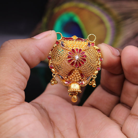 Vintage antique design handmade gorgeous 22kt yellow gold pendant excellent wedding bridal jewelry from Rajasthan India - TRIBAL ORNAMENTS