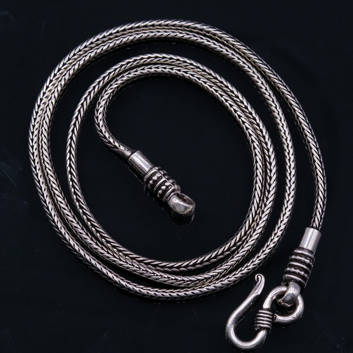 925 Sterling silver handmade solid wheat chain with screw, 20 inches long 2 mm screw chain, pendant chain necklace india jewelry ch32 - TRIBAL ORNAMENTS