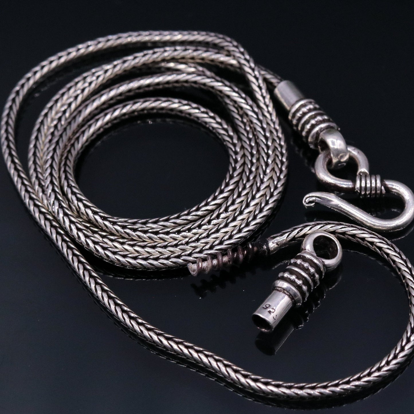 925 Sterling silver handmade solid wheat chain with screw, 20 inches long 2 mm screw chain, pendant chain necklace india jewelry ch32 - TRIBAL ORNAMENTS