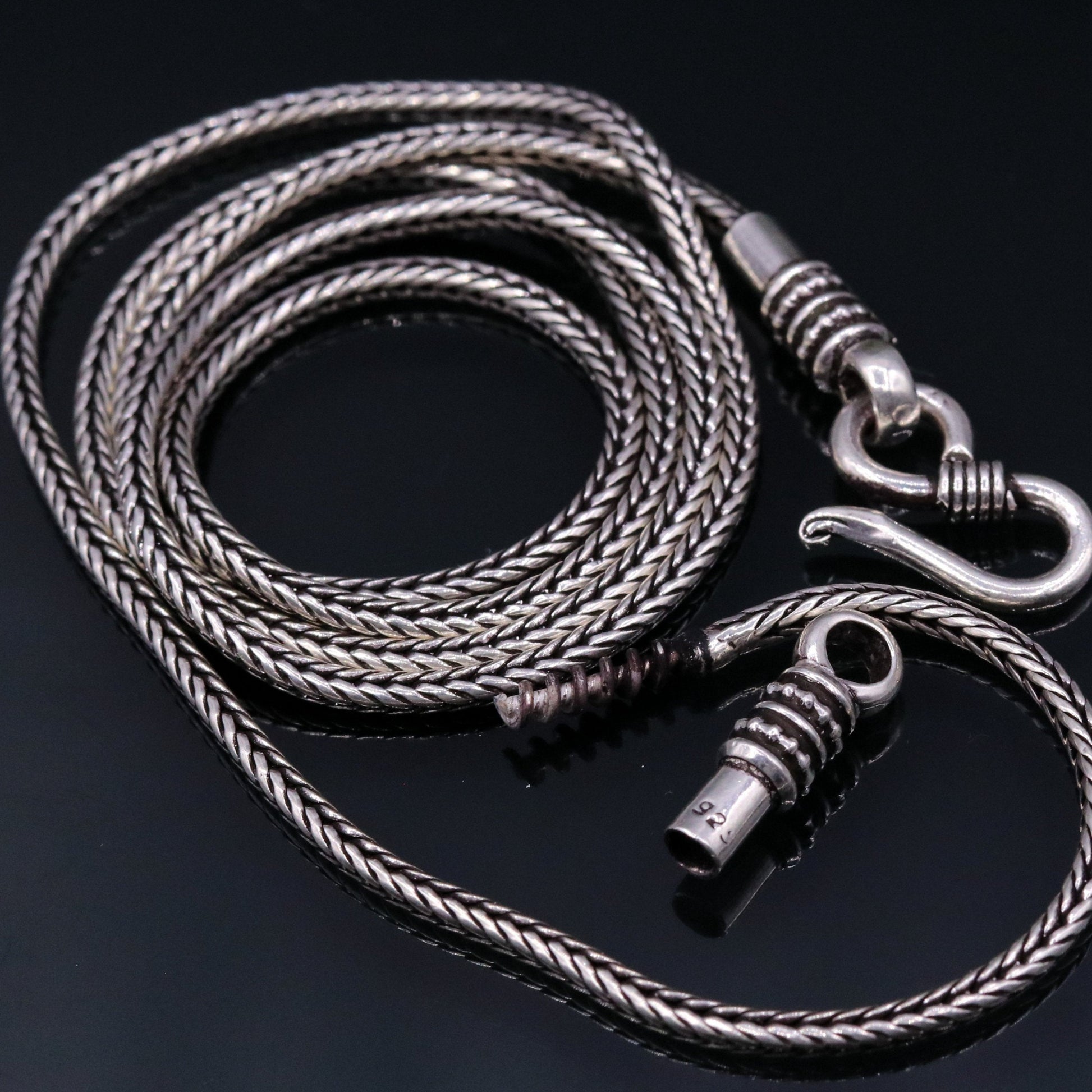 925 Sterling silver handmade solid wheat chain with screw, 20 inches long 2 mm screw chain, pendant chain necklace india jewelry ch32 - TRIBAL ORNAMENTS