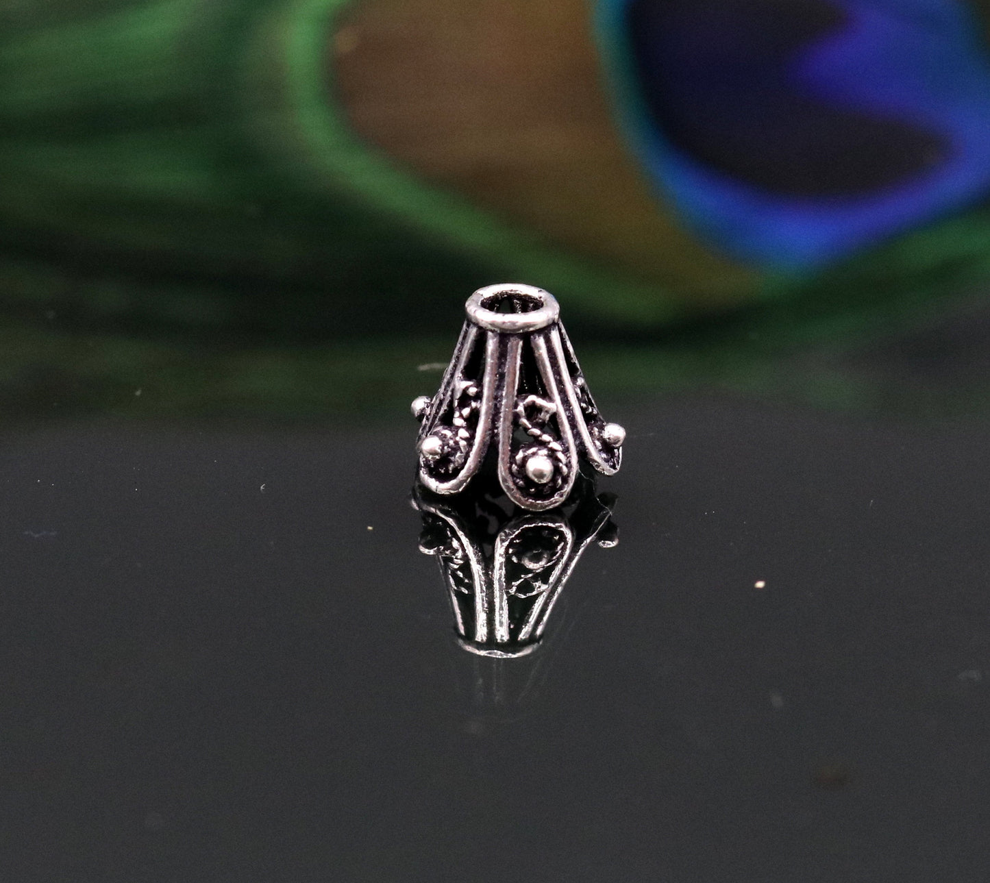 Lot 10 pieces Antique design handmade 925 sterling silver caps for loose beads for jewelry making ideas bd06 - TRIBAL ORNAMENTS