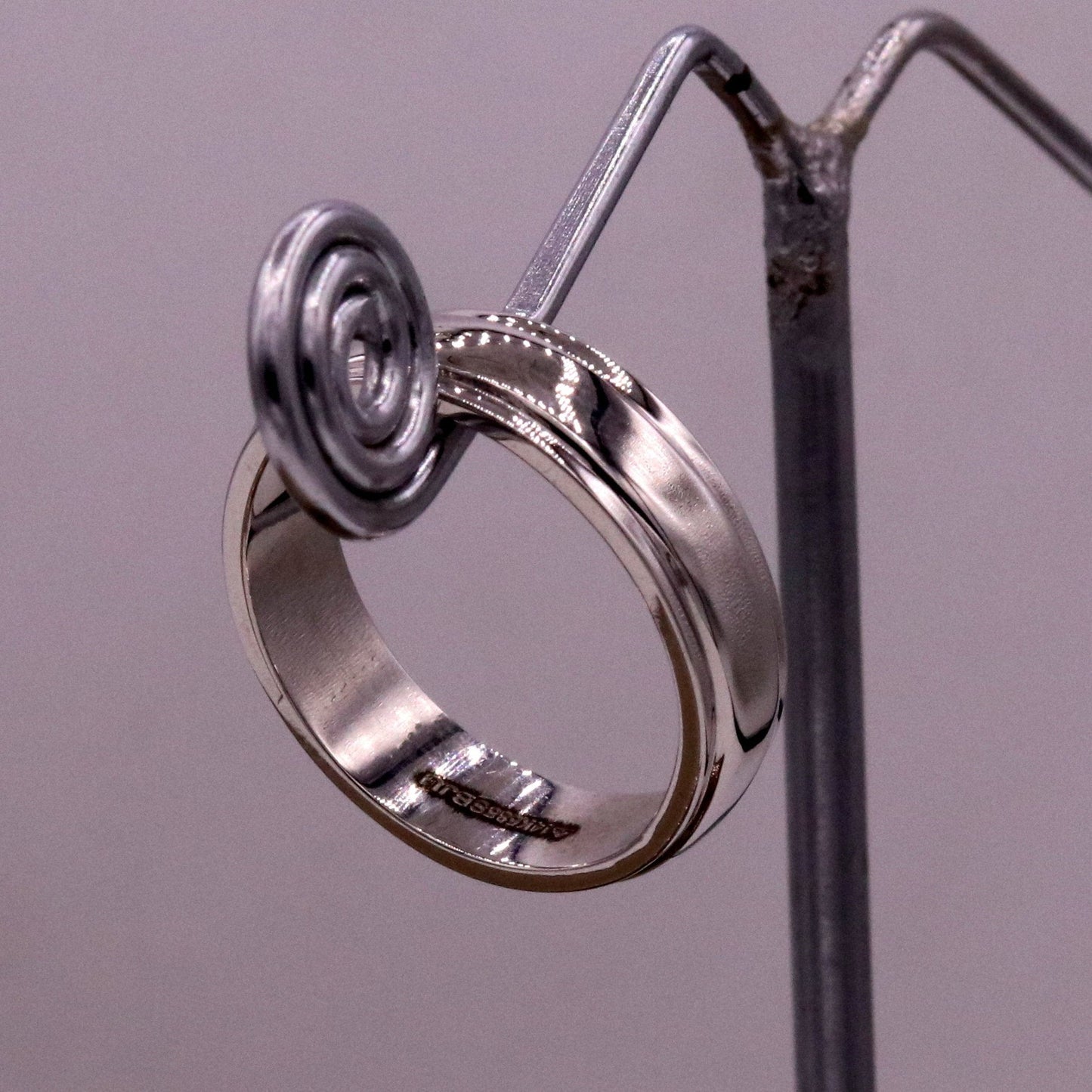 14 karat white gold handmade plain ring band for wedding anniversary engagement gifting unisex stylish genuine jewelry ring23 - TRIBAL ORNAMENTS