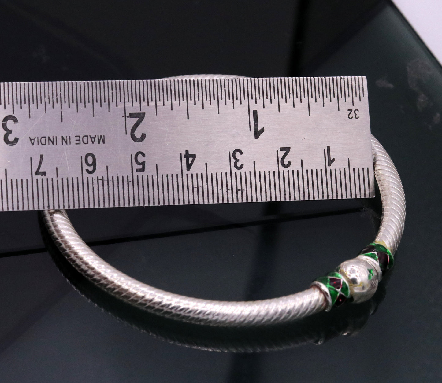 Sterling silver handmade indian tribal bangle bracelet kada jewelry for women's girl's belly dance from rajasthan india ba16 - TRIBAL ORNAMENTS