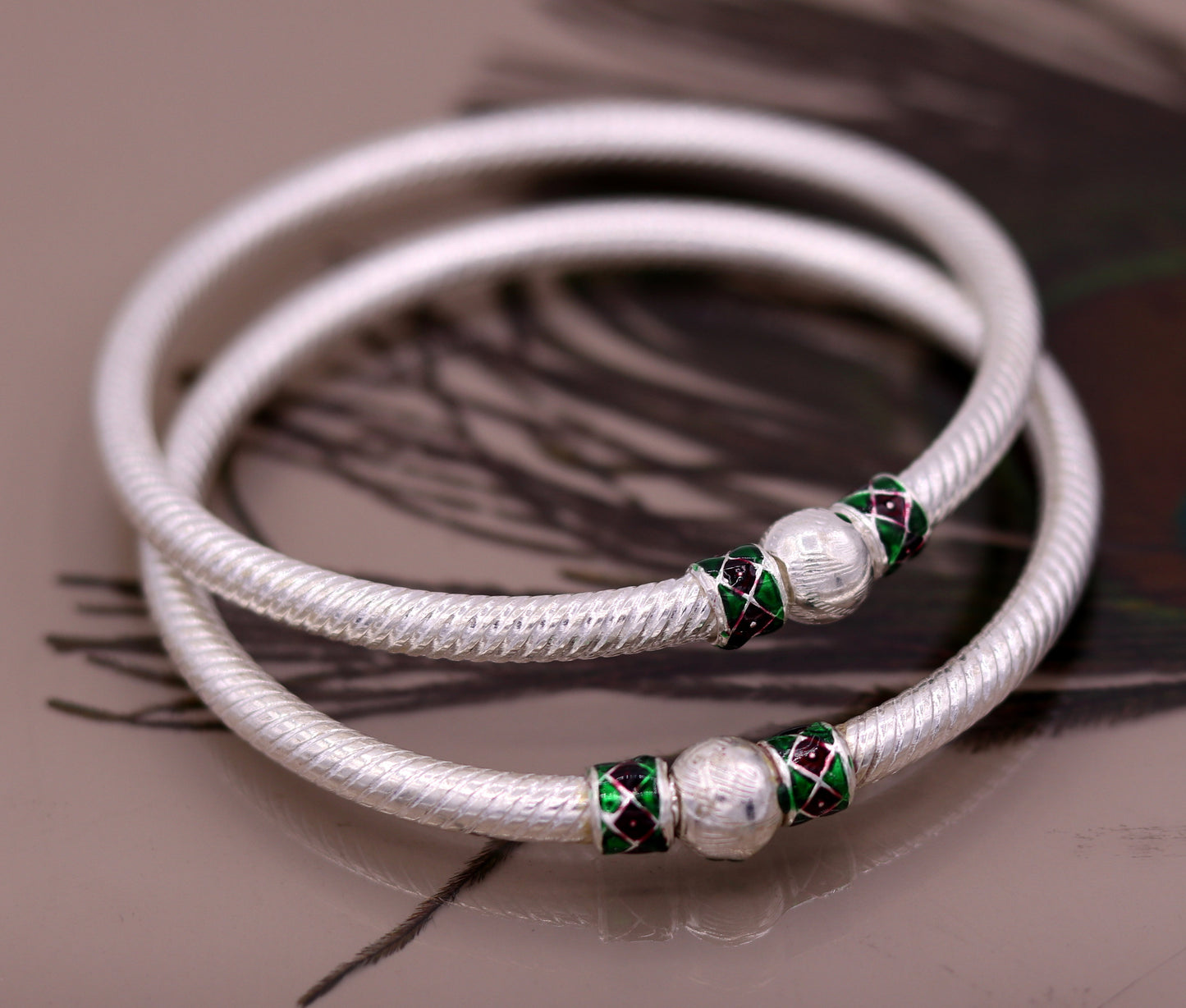 Sterling silver handmade indian tribal bangle bracelet kada jewelry for women's girl's belly dance from rajasthan india ba16 - TRIBAL ORNAMENTS