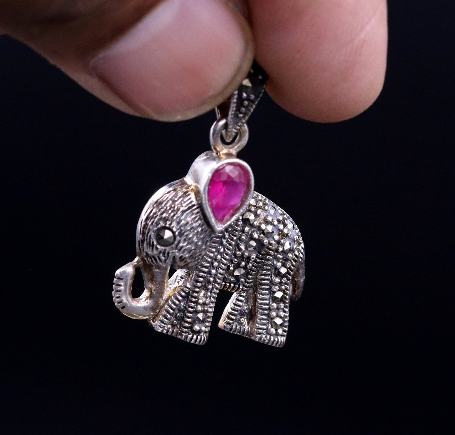 925 sterling silver handmade gorgeous Elephant pendant awesome unisex daily use jewelry from Rajasthan India nsp40 nsp40 - TRIBAL ORNAMENTS
