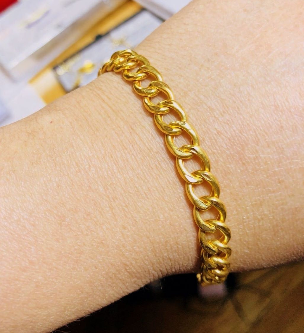 Genuine 22k yellow gold handmade fabulous link chain bracelet unisex jewelry from Rajasthan india - TRIBAL ORNAMENTS