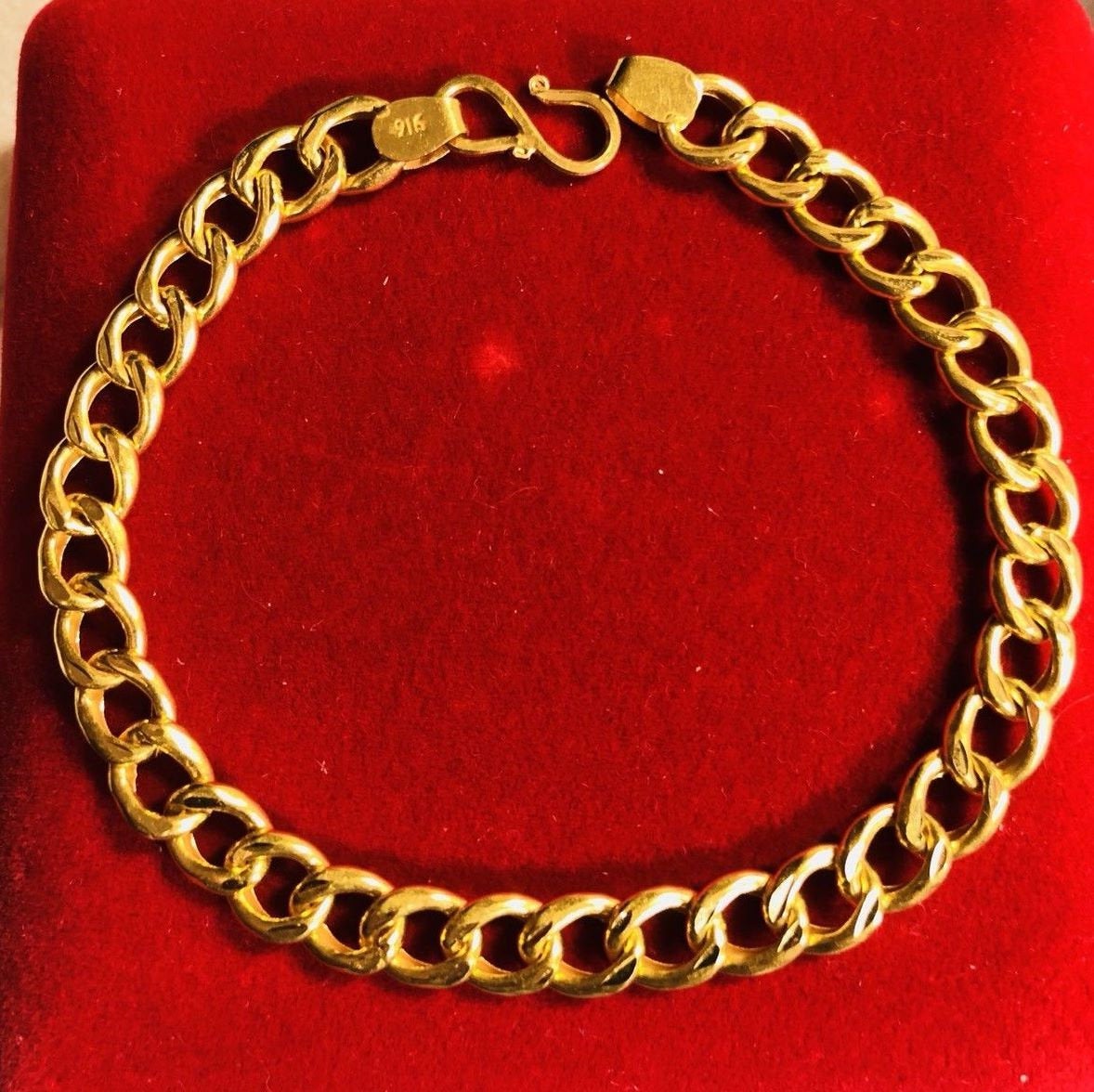 Genuine 22k yellow gold handmade fabulous link chain bracelet unisex jewelry from Rajasthan india - TRIBAL ORNAMENTS