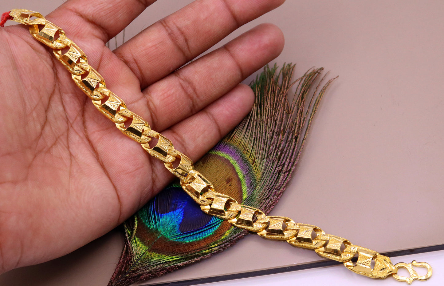 Amazing 22kt yellow gold handcrafted gorgeous design diamond cut designer flexible bracelet unique new stylish unisex bracelet jewelry - TRIBAL ORNAMENTS