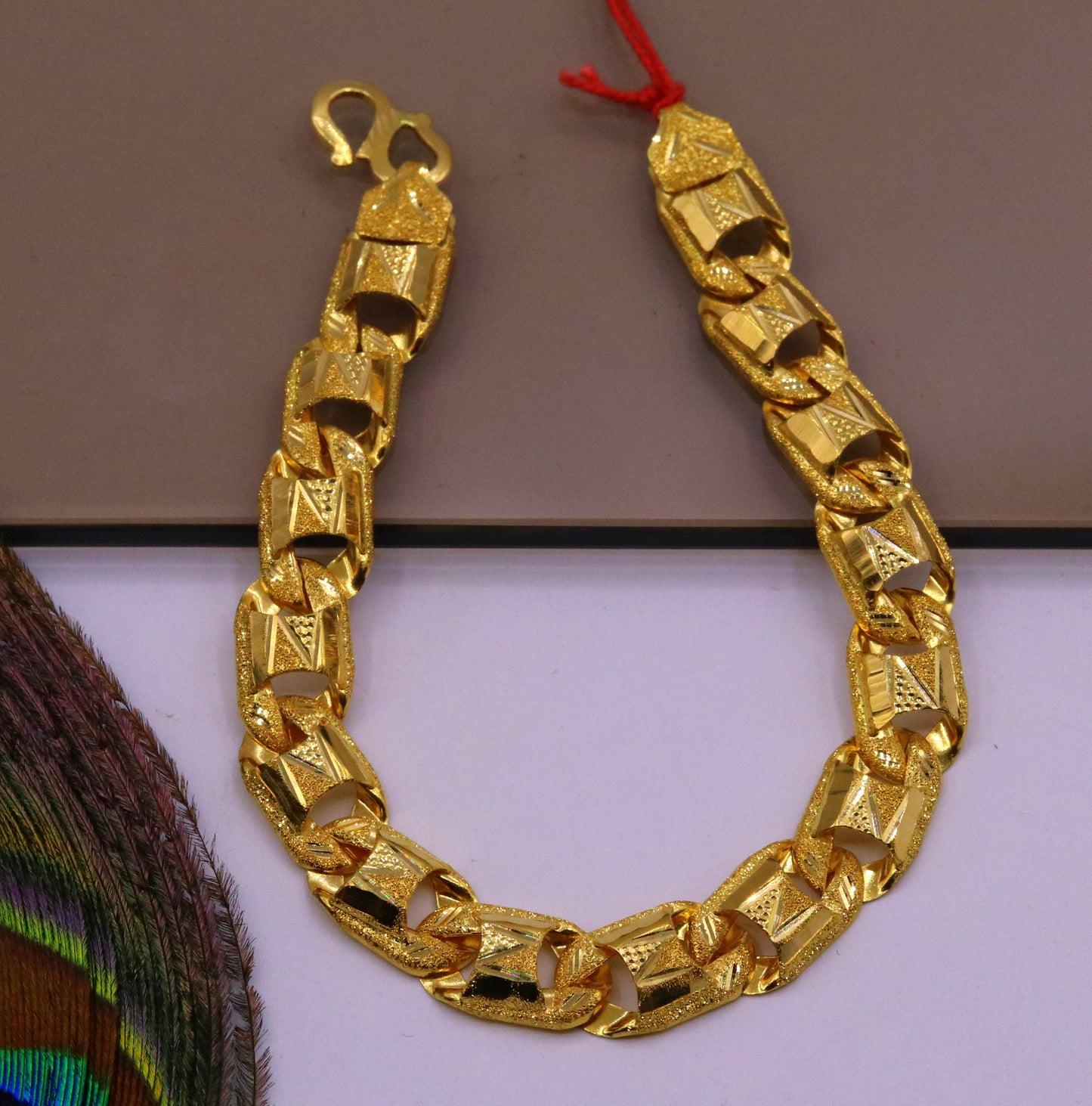 Amazing 22kt yellow gold handcrafted gorgeous design diamond cut designer flexible bracelet unique new stylish unisex bracelet jewelry - TRIBAL ORNAMENTS