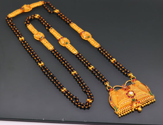 Vintage antique design handmade 22kt gold amazing filigree work necklace pendant chain mangalsutra excellent jewelry from india - TRIBAL ORNAMENTS