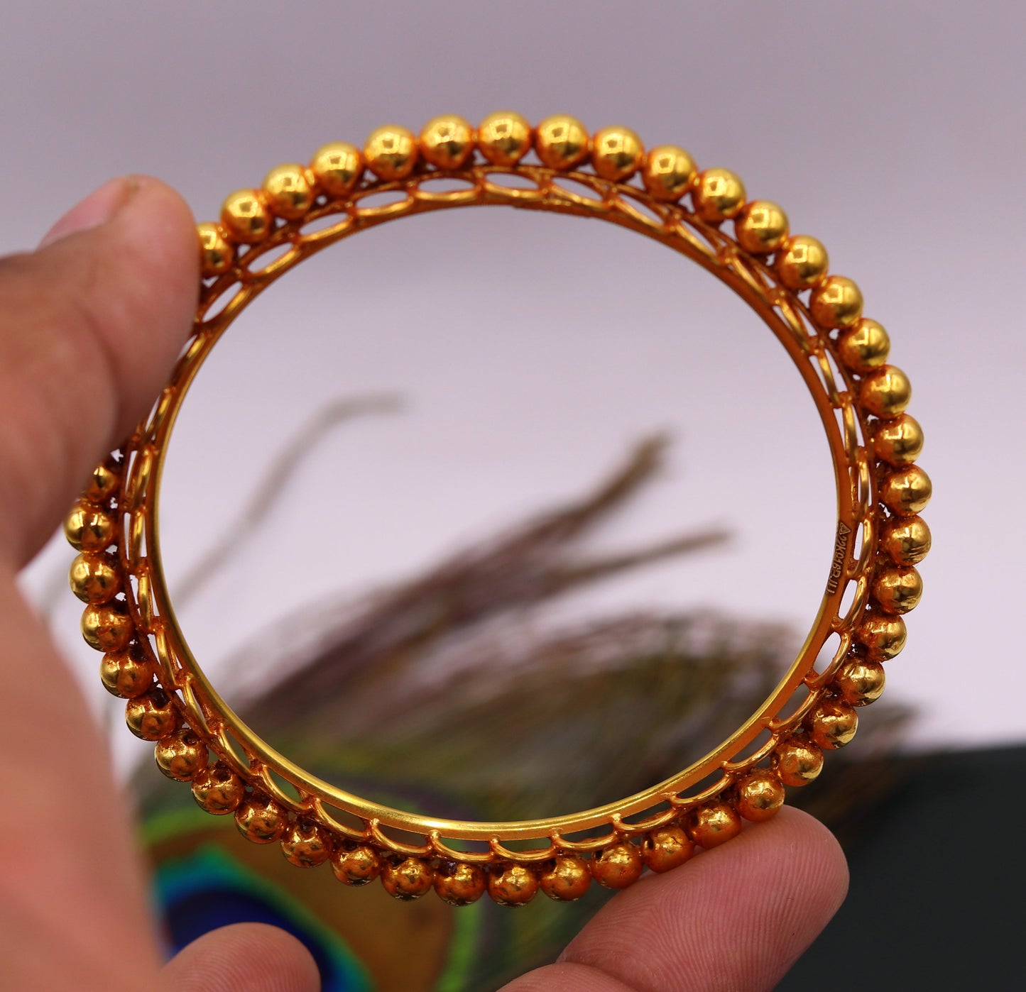 Genuine 22k yellow solid gold handmade vintage antique design rajasthan traditional bangle bracelet kangan jewelry ba42 - TRIBAL ORNAMENTS