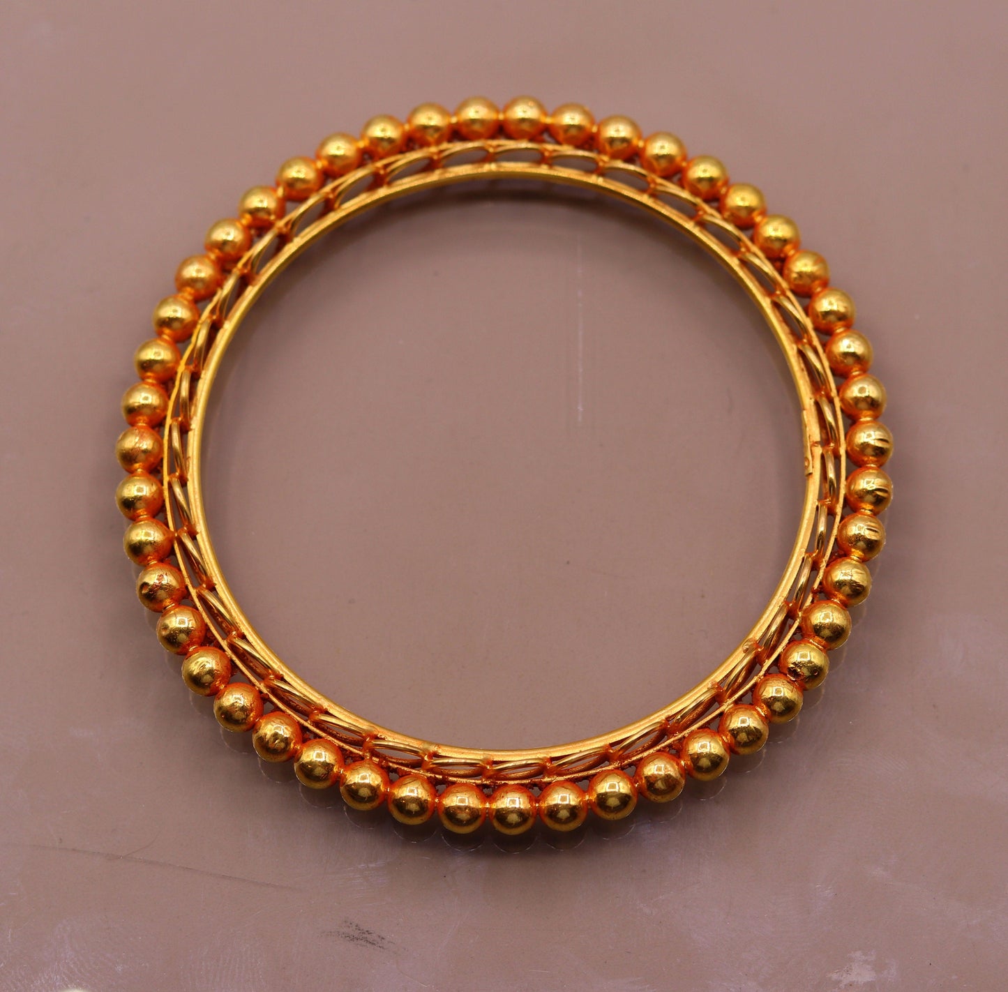 Genuine 22k yellow solid gold handmade vintage antique design rajasthan traditional bangle bracelet kangan jewelry ba42 - TRIBAL ORNAMENTS