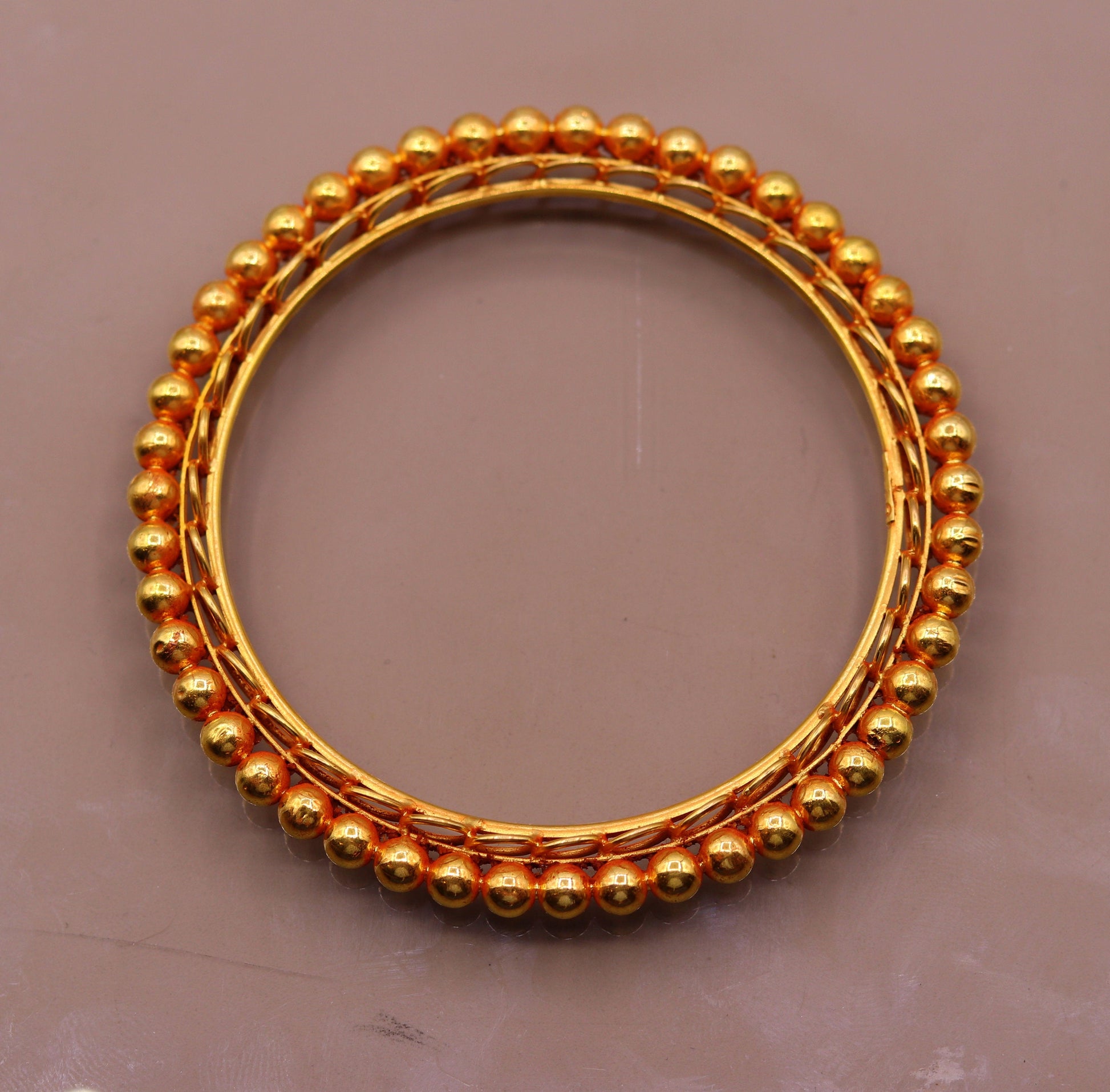Genuine 22k yellow solid gold handmade vintage antique design rajasthan traditional bangle bracelet kangan jewelry ba42 - TRIBAL ORNAMENTS
