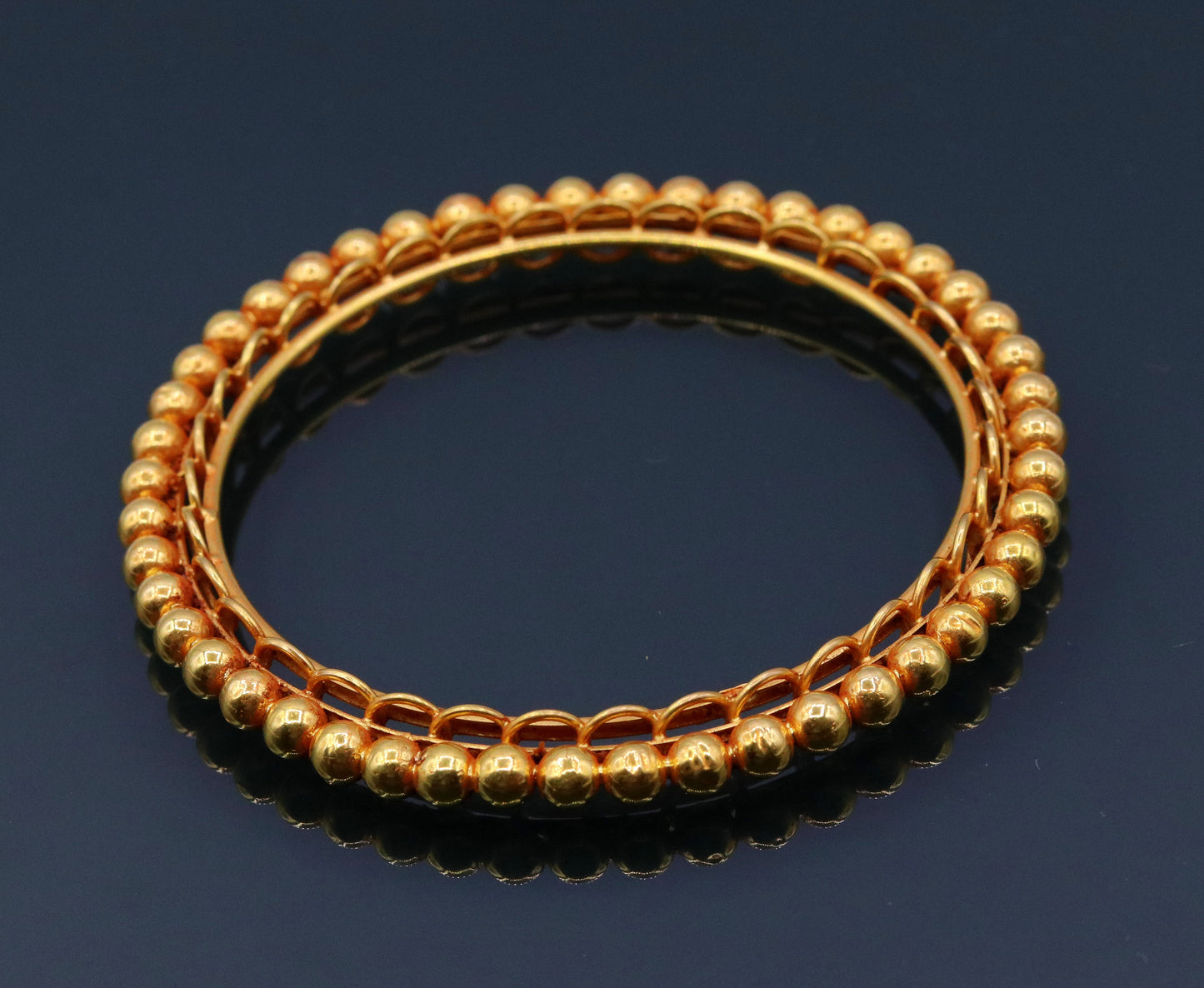 Genuine 22k yellow solid gold handmade vintage antique design rajasthan traditional bangle bracelet kangan jewelry ba42 - TRIBAL ORNAMENTS