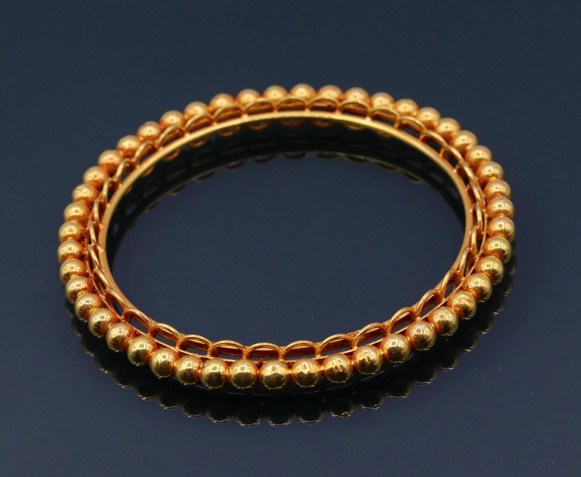 Genuine 22k yellow solid gold handmade vintage antique design rajasthan traditional bangle bracelet kangan jewelry ba42 - TRIBAL ORNAMENTS