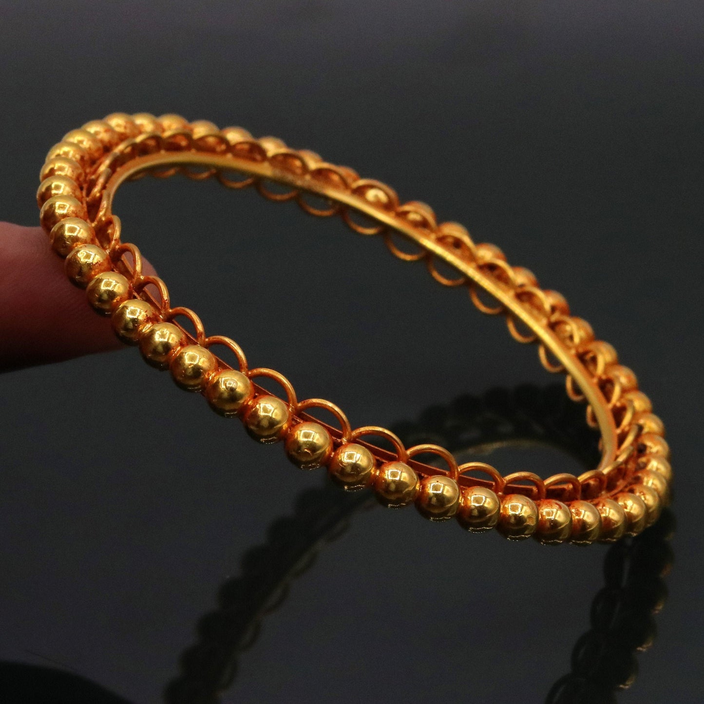 Genuine 22k yellow solid gold handmade vintage antique design rajasthan traditional bangle bracelet kangan jewelry ba42 - TRIBAL ORNAMENTS