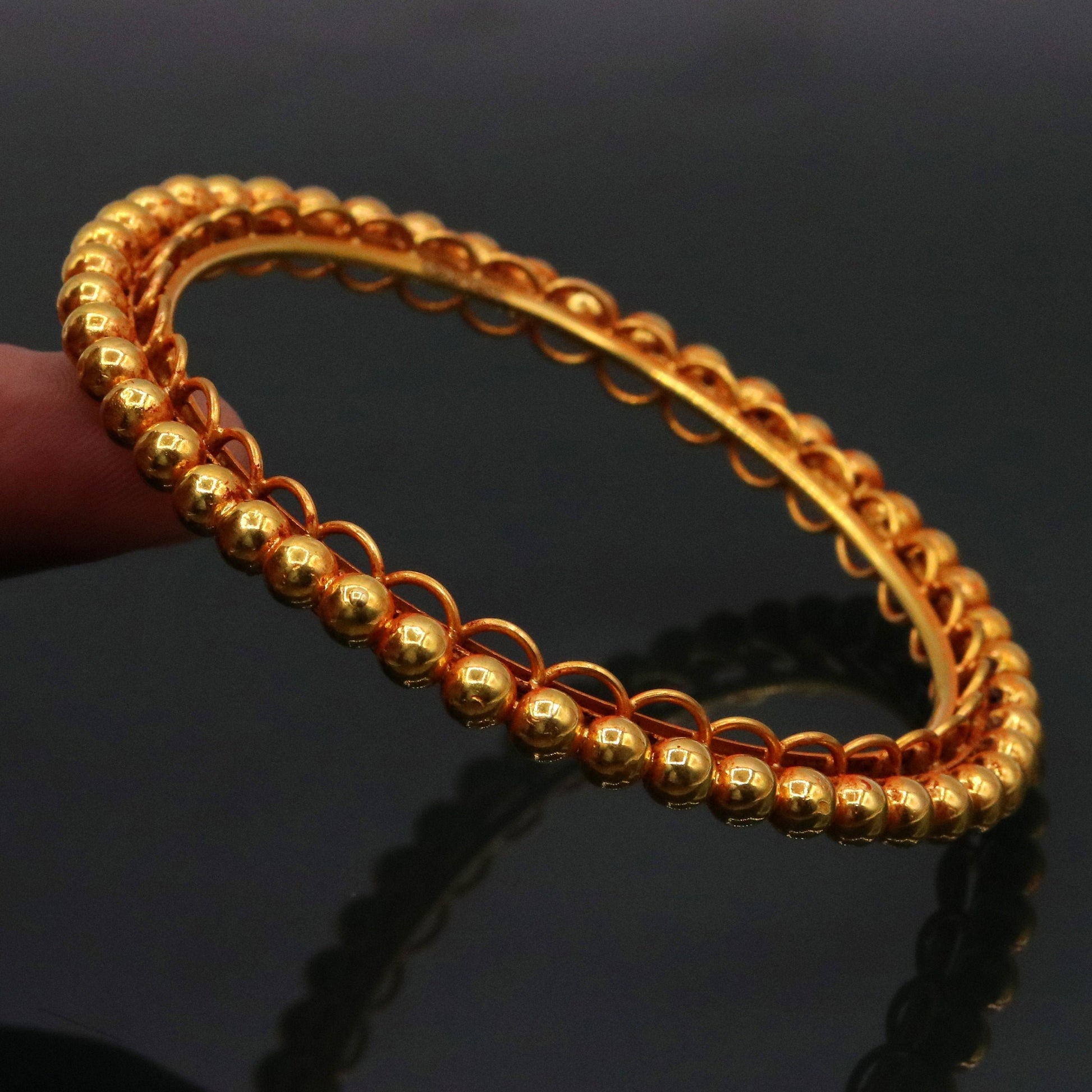 Genuine 22k yellow solid gold handmade vintage antique design rajasthan traditional bangle bracelet kangan jewelry ba42 - TRIBAL ORNAMENTS