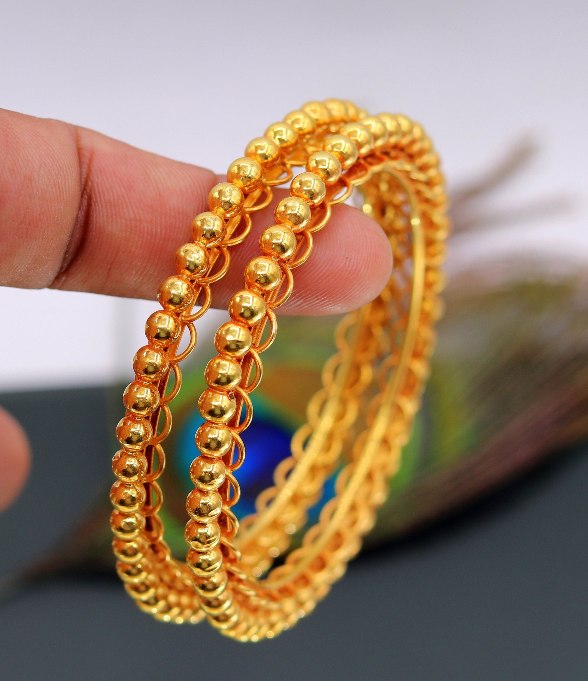 Vintage design handmade indian antique style solid gold bangle bracelet fabulous women's tribal jewelry from india ba43 - TRIBAL ORNAMENTS