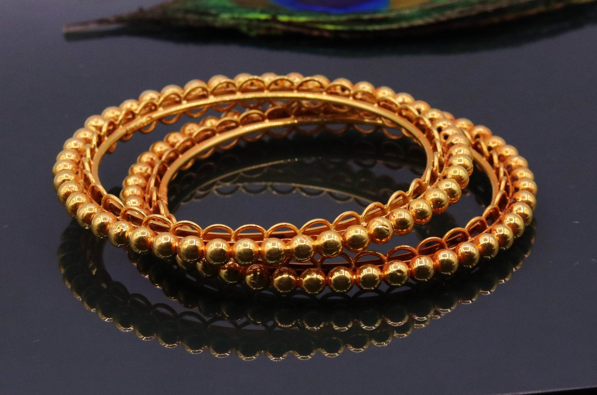 Vintage design handmade indian antique style solid gold bangle bracelet fabulous women's tribal jewelry from india ba43 - TRIBAL ORNAMENTS