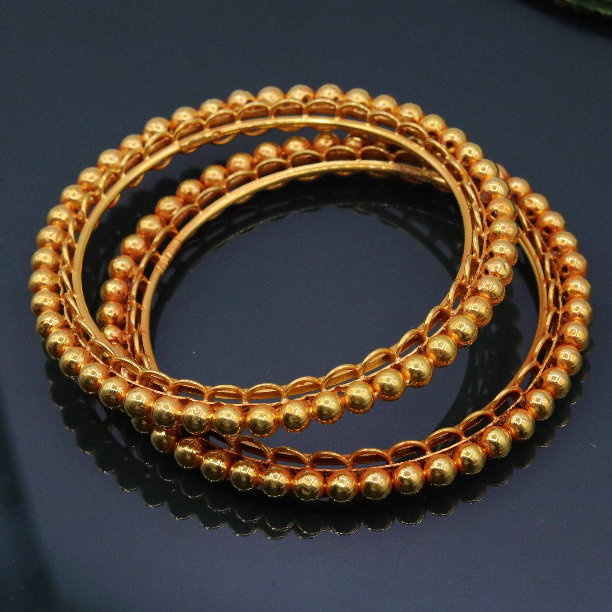 Vintage design handmade indian antique style solid gold bangle bracelet fabulous women's tribal jewelry from india ba43 - TRIBAL ORNAMENTS