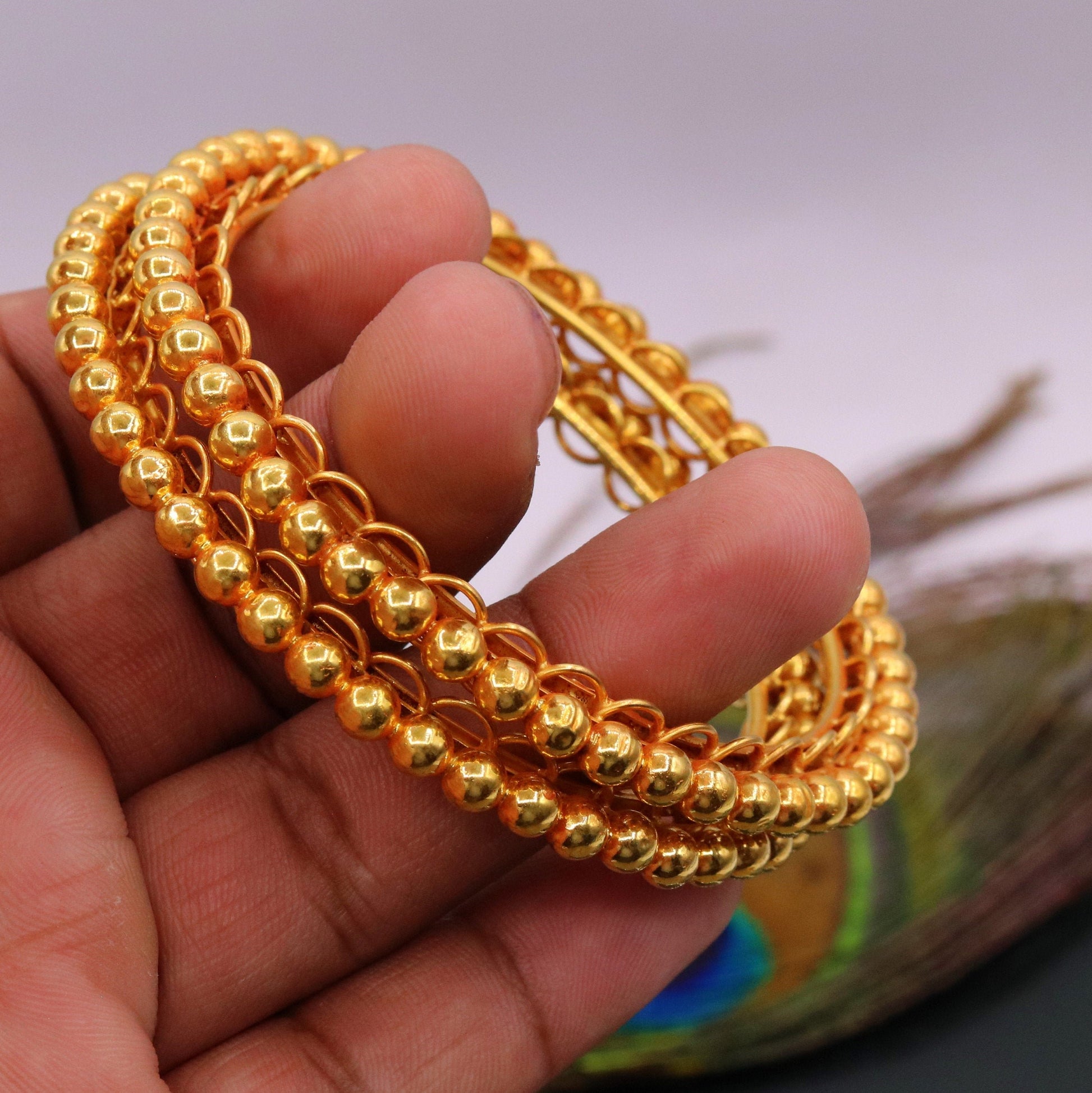 Vintage design handmade indian antique style solid gold bangle bracelet fabulous women's tribal jewelry from india ba43 - TRIBAL ORNAMENTS