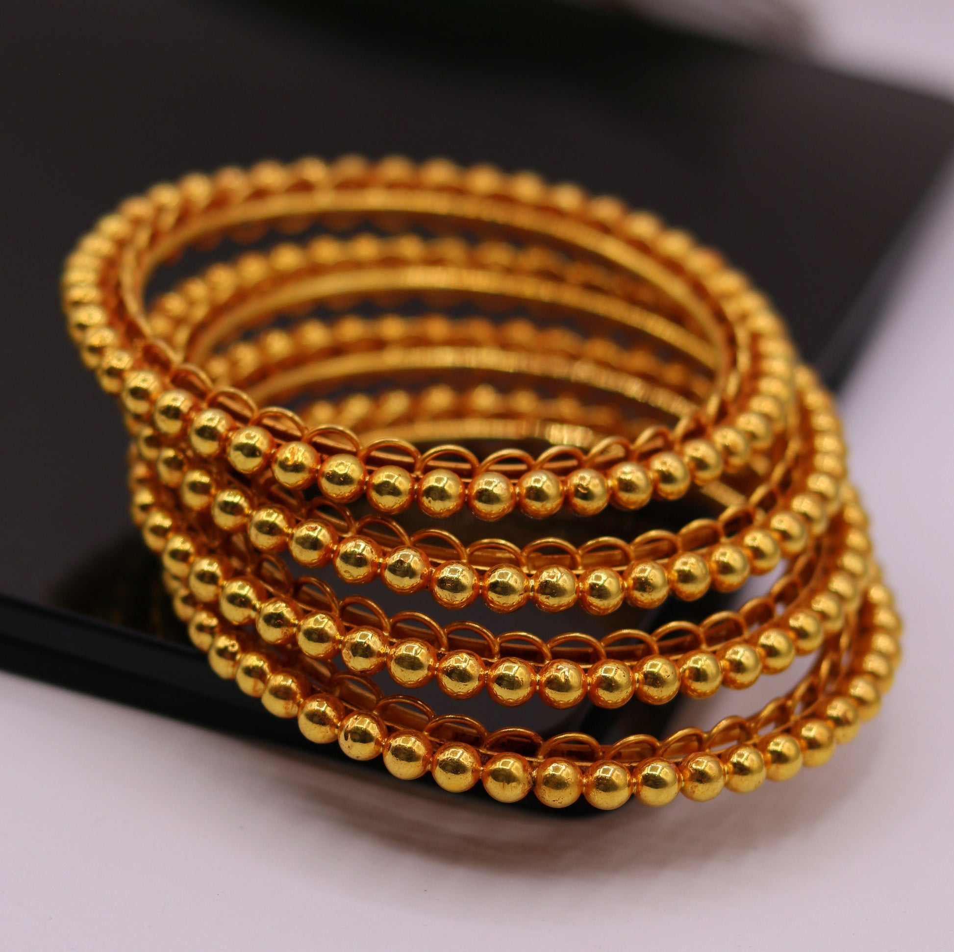 Handmade indian Designer antique style solid gold bangle bracelet fabulous women's traditional tribal jewelry from india ba43 - TRIBAL ORNAMENTS