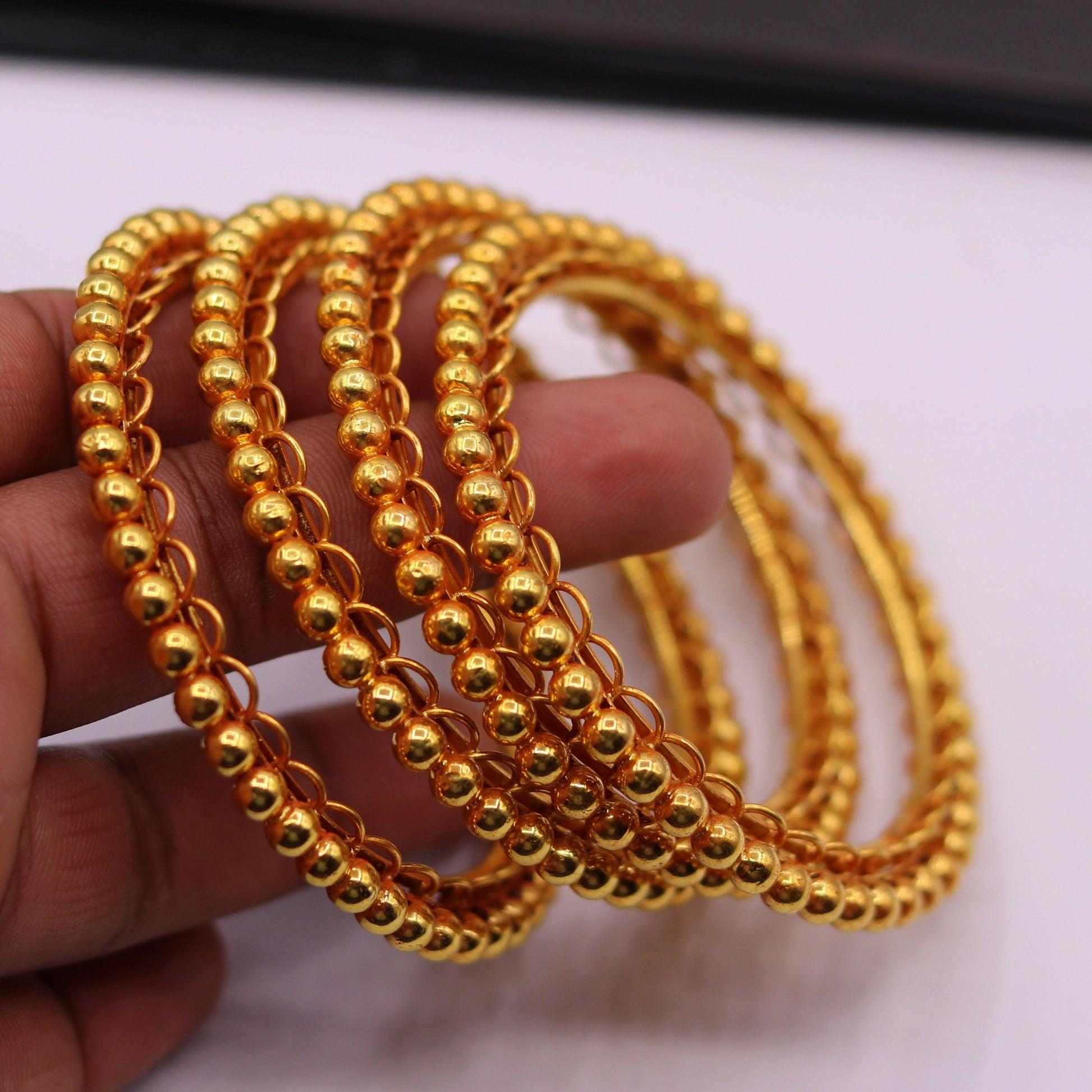 Handmade indian Designer antique style solid gold bangle bracelet fabulous women's traditional tribal jewelry from india ba43 - TRIBAL ORNAMENTS