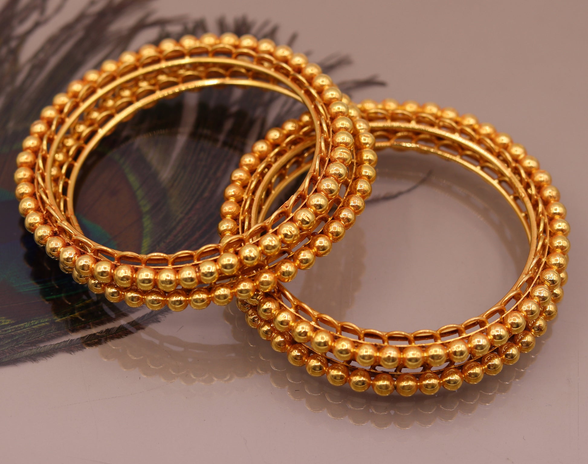 Handmade indian Designer antique style solid gold bangle bracelet fabulous women's traditional tribal jewelry from india ba43 - TRIBAL ORNAMENTS