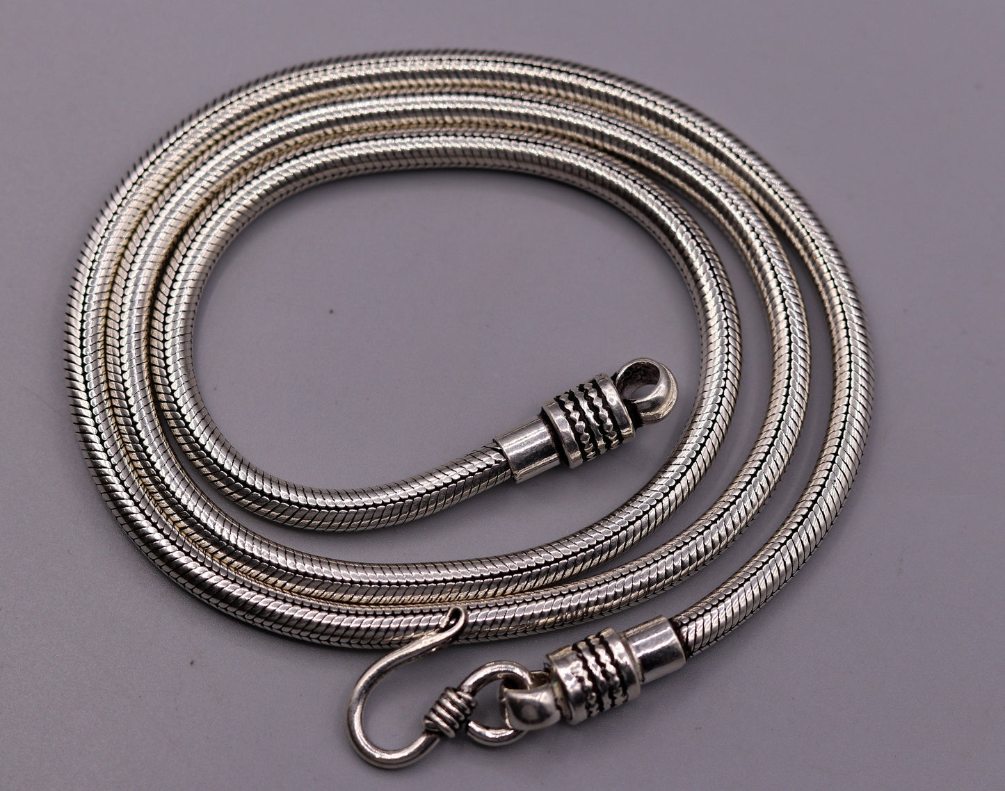 Vintage style 925 sterling silver 28 inch handmade flexible snake chain , screw chain amazing antique chain necklace jewelry ch33 - TRIBAL ORNAMENTS