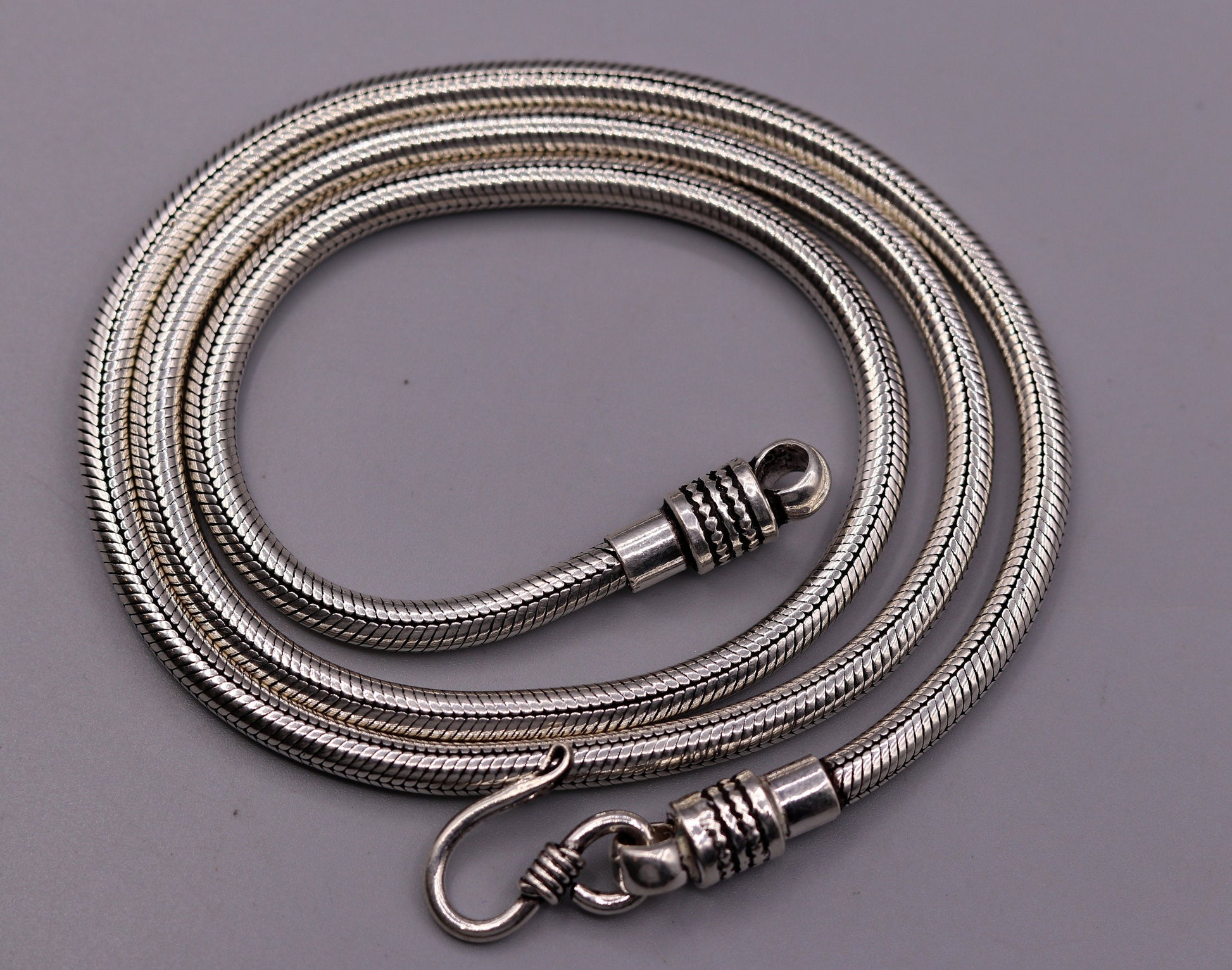 Vintage style 925 sterling silver 28 inch handmade flexible snake chain , screw chain amazing antique chain necklace jewelry ch33 - TRIBAL ORNAMENTS