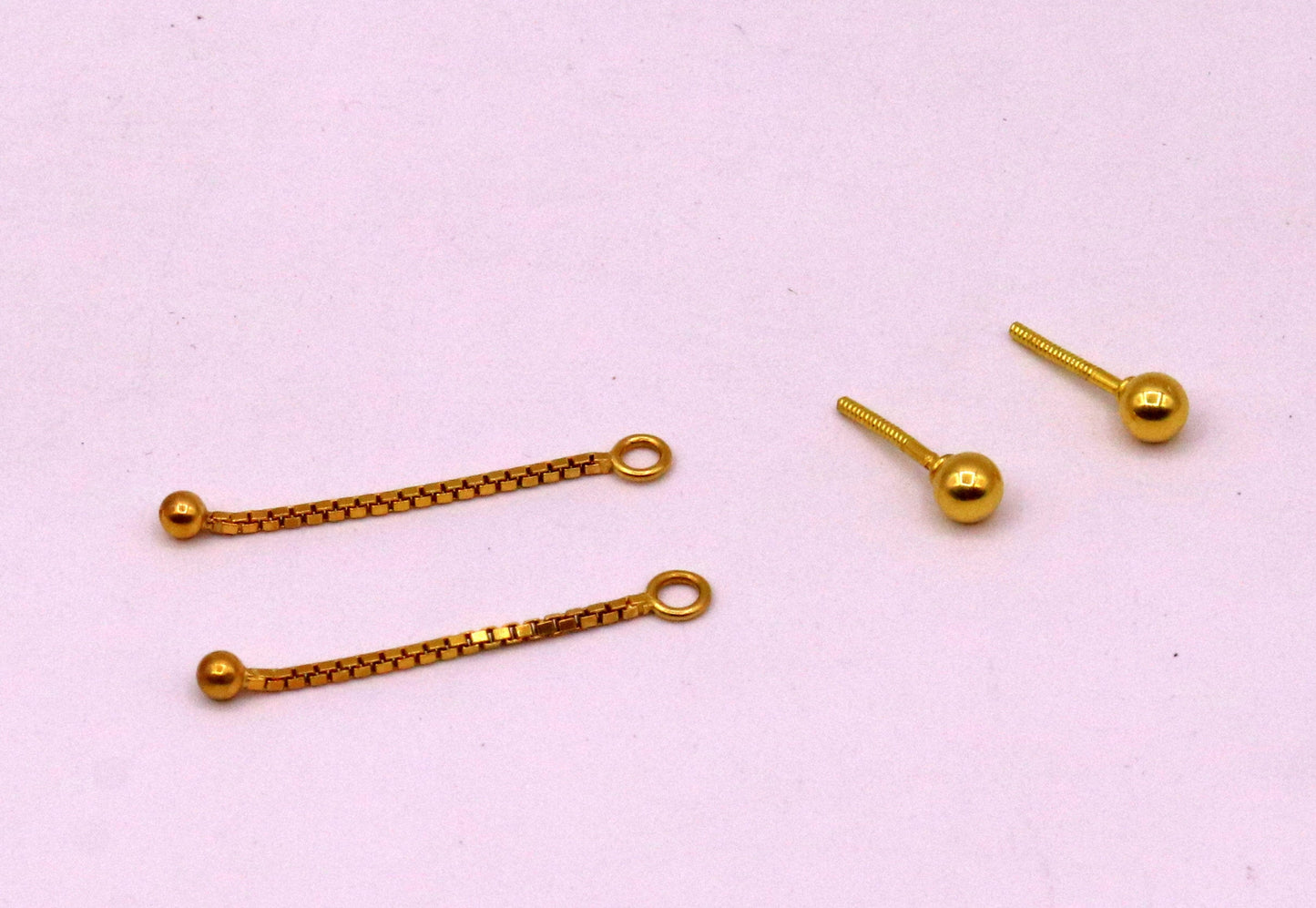 18karat yellow good handmade box chain drop/dangle with dot ball stud earring amazing earring jewelry for girls indian tribal jewelry - TRIBAL ORNAMENTS