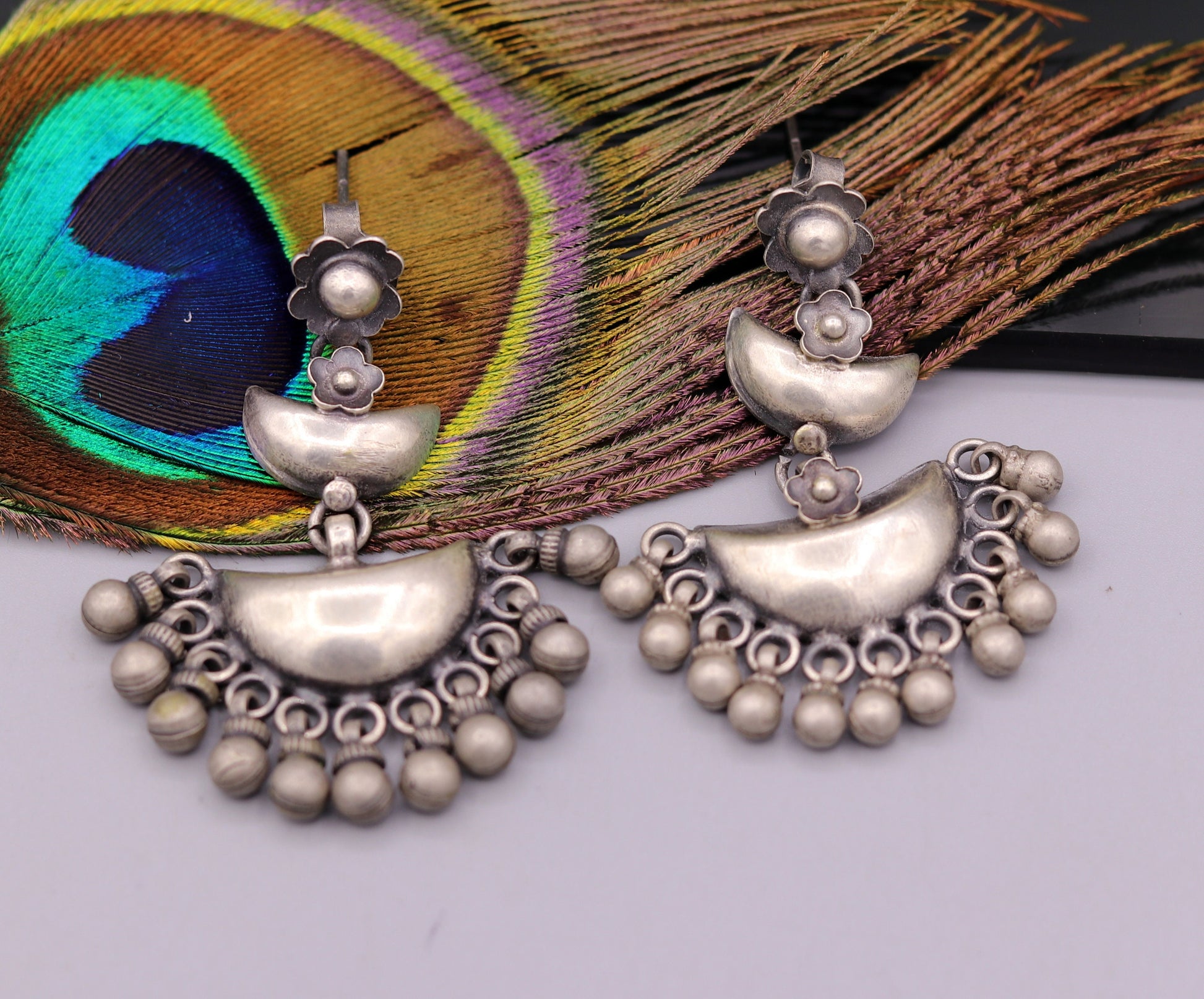 Amazing drop dangle vintage antique design handmade 925 sterling silver stud earrings belly dance customized  jewelry girls women's s312 - TRIBAL ORNAMENTS