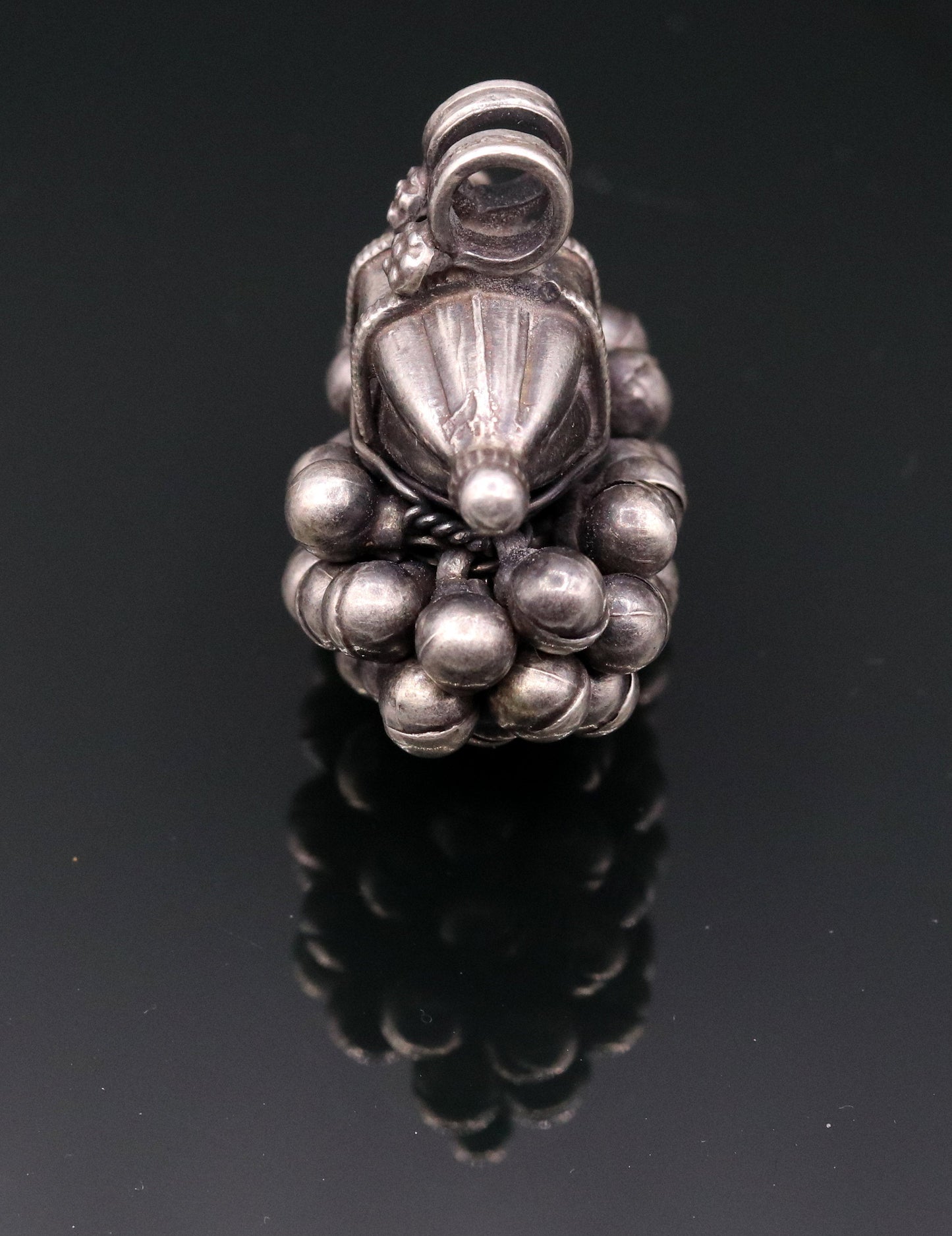 925 Sterling silver handmade solid pendant with hanging jingle bells awesome vintage antique design tribal jewelry nsp58 - TRIBAL ORNAMENTS