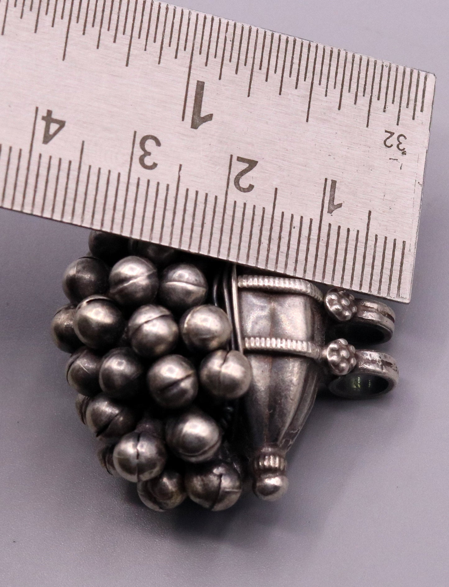 925 Sterling silver handmade solid pendant with hanging jingle bells awesome vintage antique design tribal jewelry nsp58 - TRIBAL ORNAMENTS