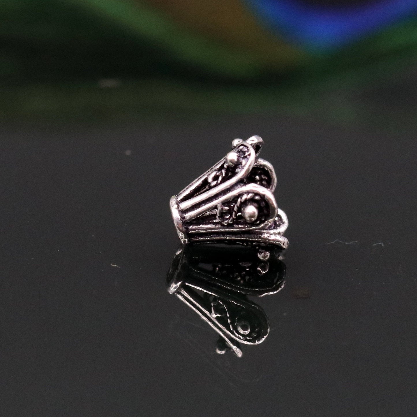 Lot 10 pieces Antique design handmade 925 sterling silver caps for loose beads for jewelry making ideas bd06 - TRIBAL ORNAMENTS