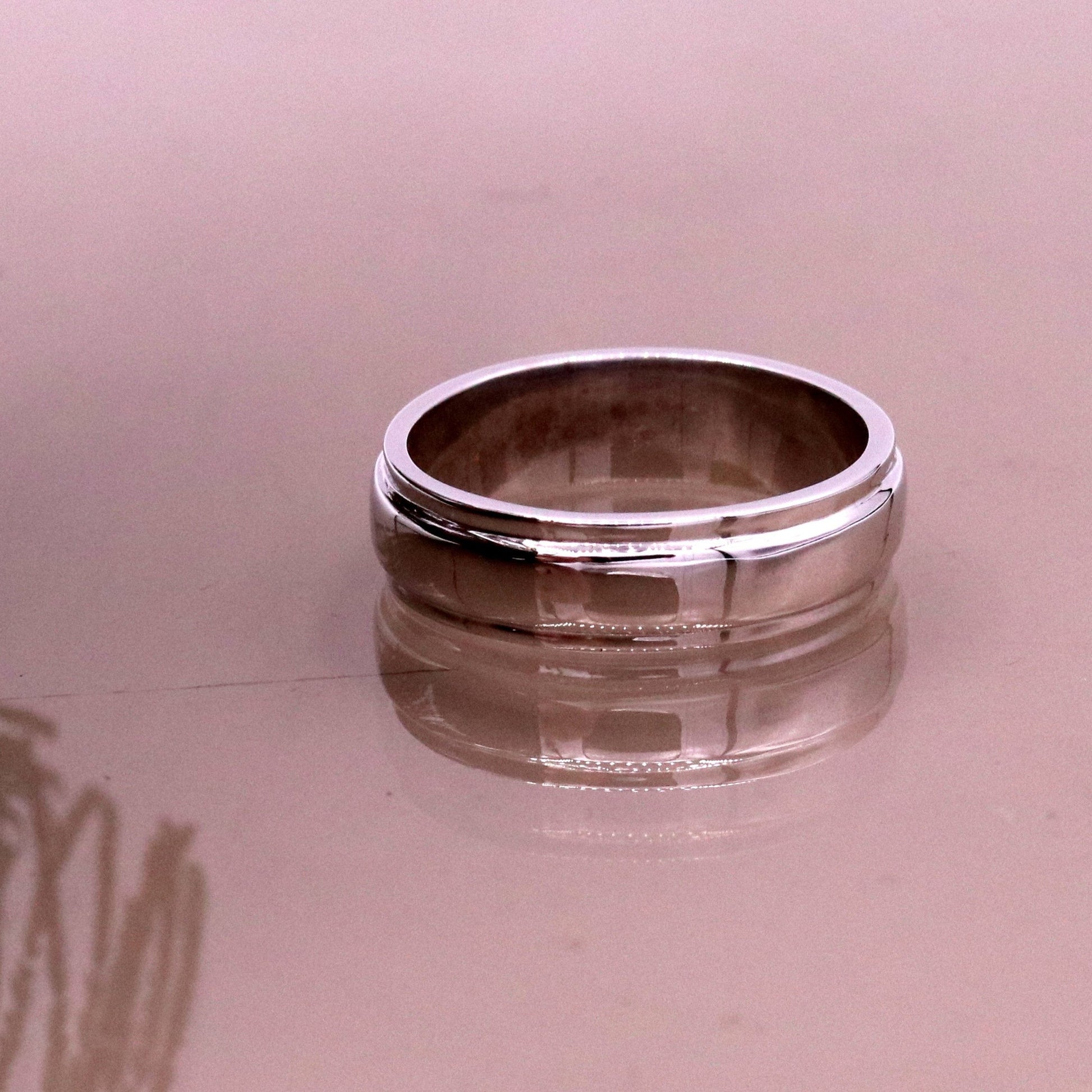 14 karat white gold handmade plain ring band for wedding anniversary engagement gifting unisex stylish genuine jewelry ring23 - TRIBAL ORNAMENTS