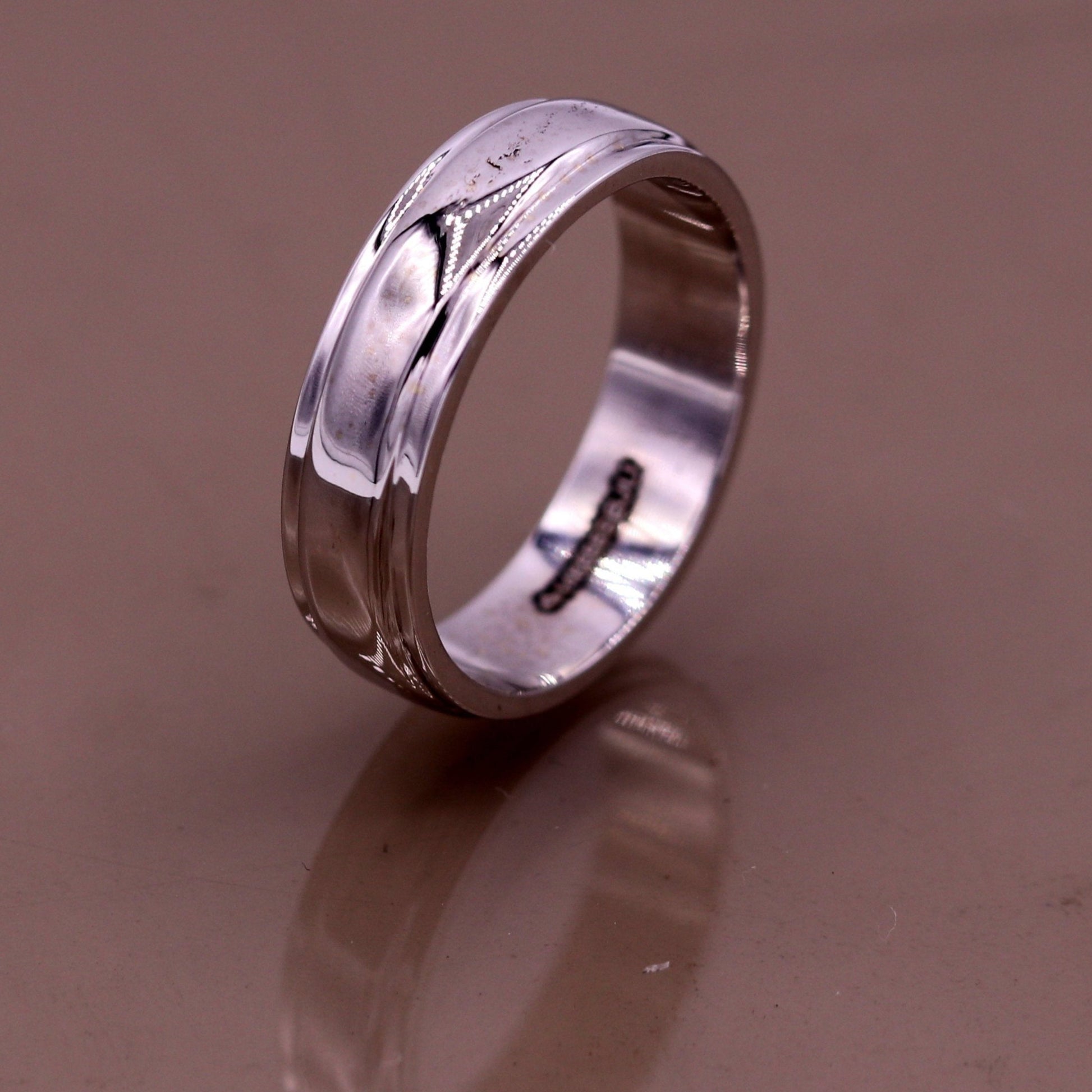 14 karat white gold handmade plain ring band for wedding anniversary engagement gifting unisex stylish genuine jewelry ring23 - TRIBAL ORNAMENTS