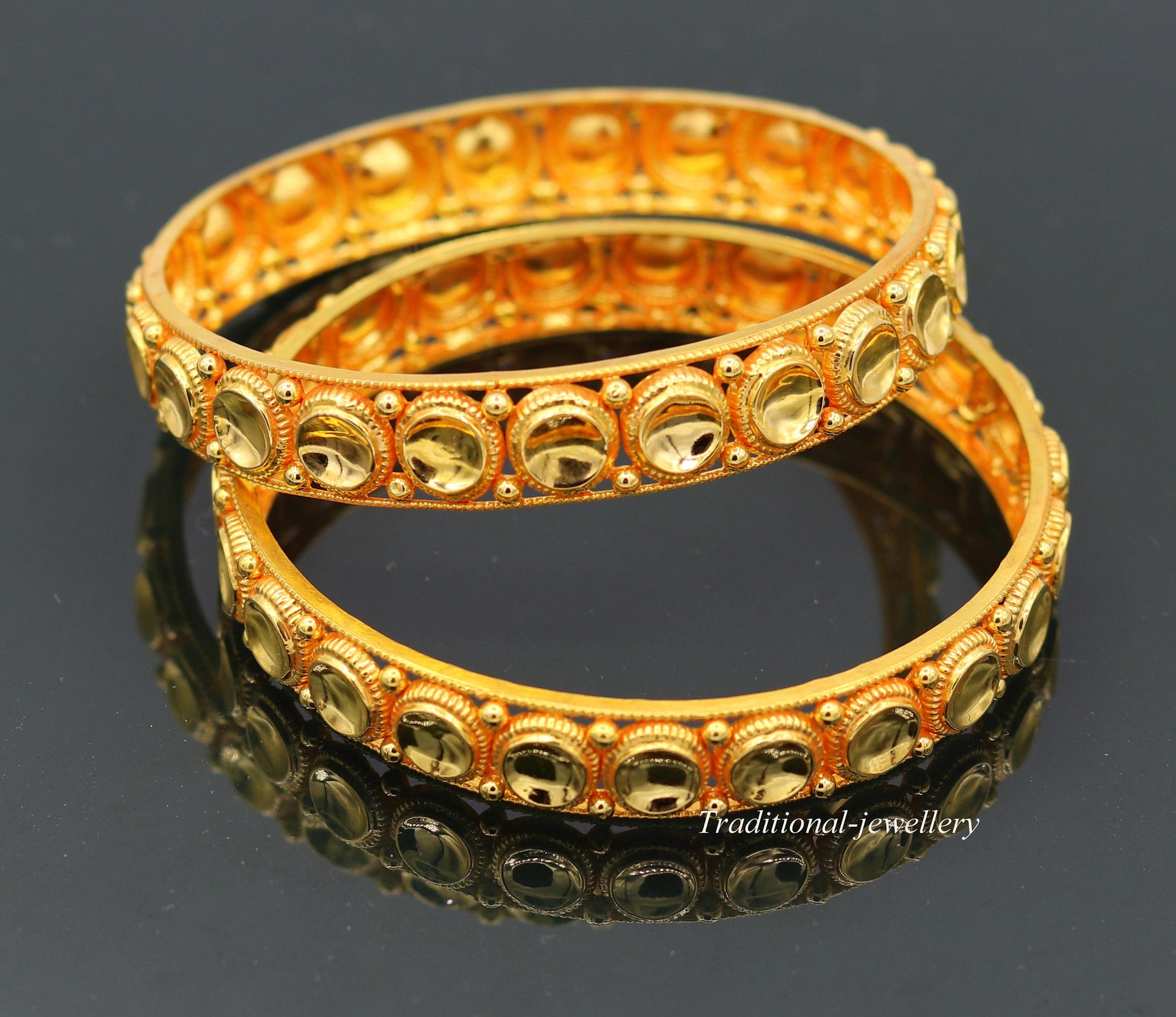 Antique design tussi chudi  handmade fabulous 22karat yellow gold bangle bracelet Indian tribal jewelry from rajasthan india - TRIBAL ORNAMENTS