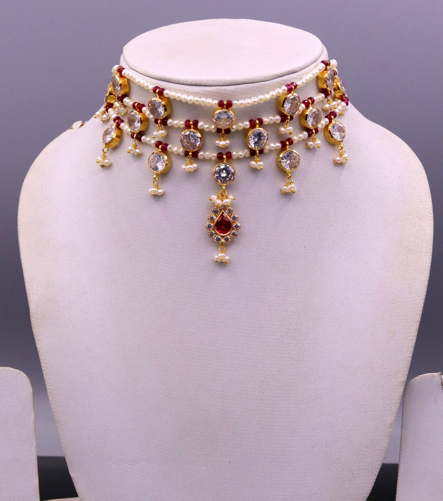 Vintage design handmade 22kt yellow gold gorgeous fit neck necklace wedding anniversary party wear girl's jewelry from india - TRIBAL ORNAMENTS