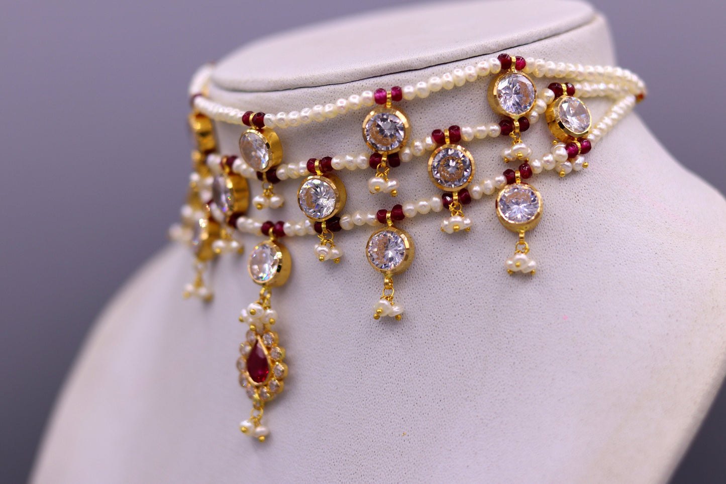 Vintage design handmade 22kt yellow gold gorgeous fit neck necklace wedding anniversary party wear girl's jewelry from india - TRIBAL ORNAMENTS