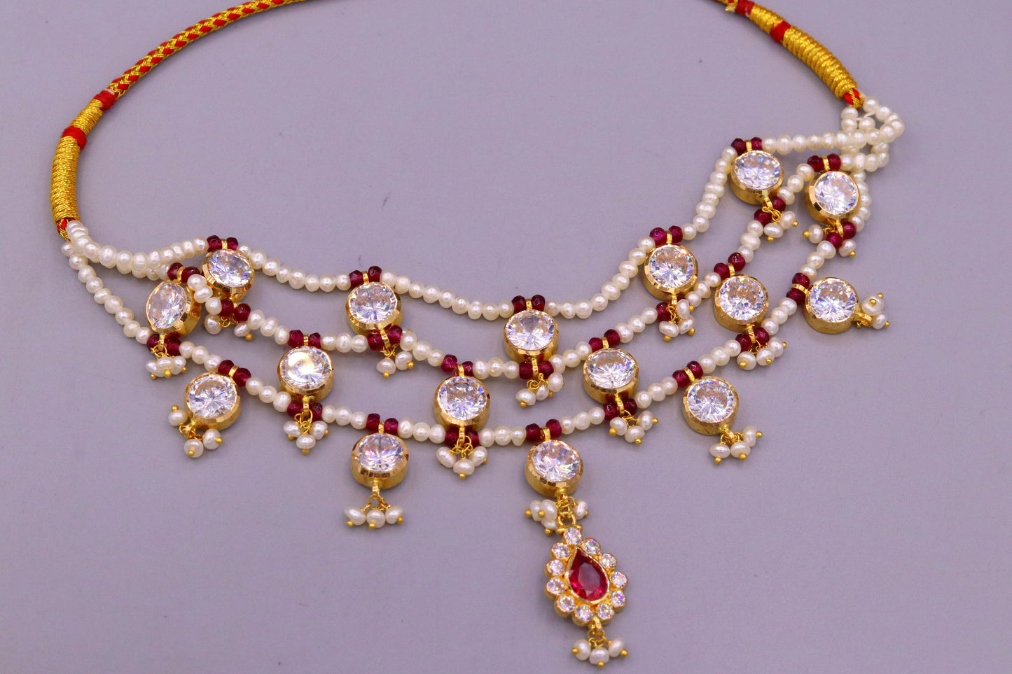 Vintage design handmade 22kt yellow gold gorgeous fit neck necklace wedding anniversary party wear girl's jewelry from india - TRIBAL ORNAMENTS