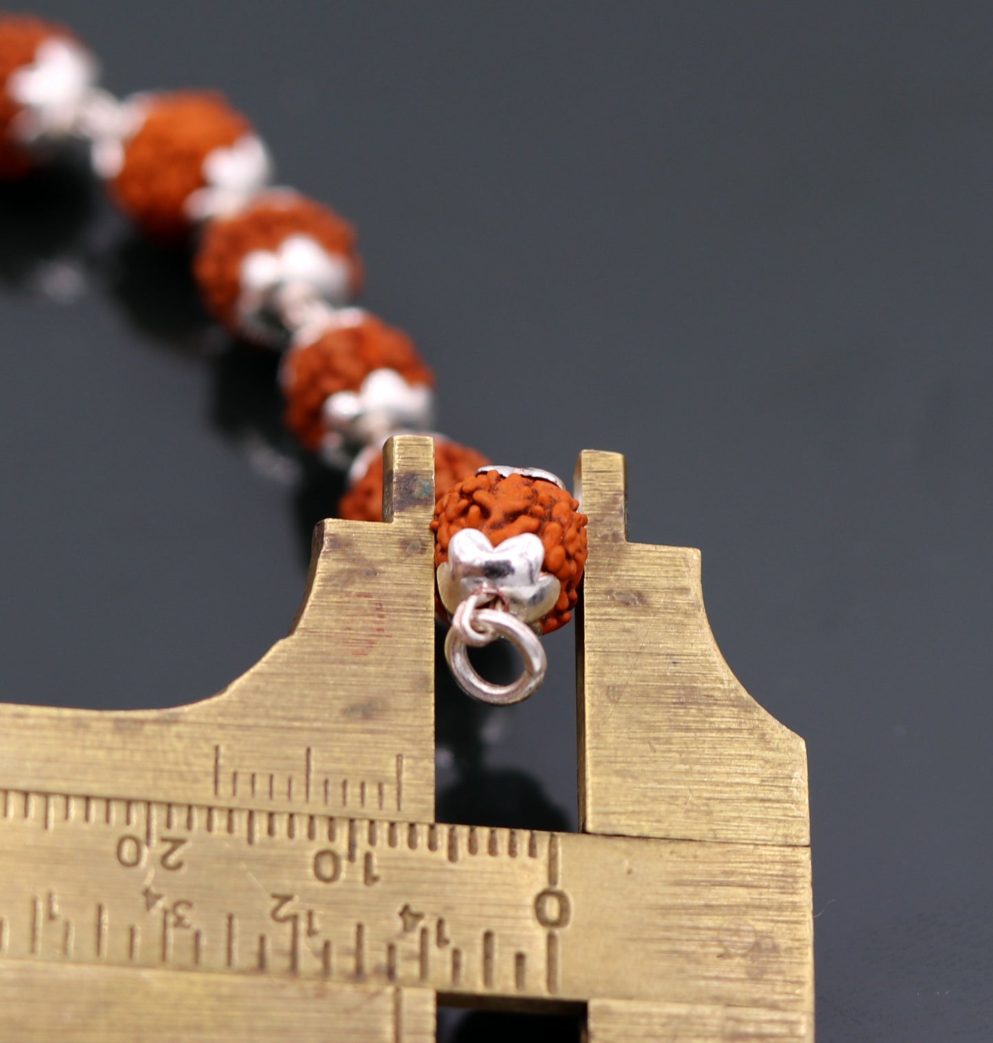 Solid silver handmade Natural Rudraksha beads 8.5 inches long bracelet jewelry from rajasthan india sbr50 - TRIBAL ORNAMENTS