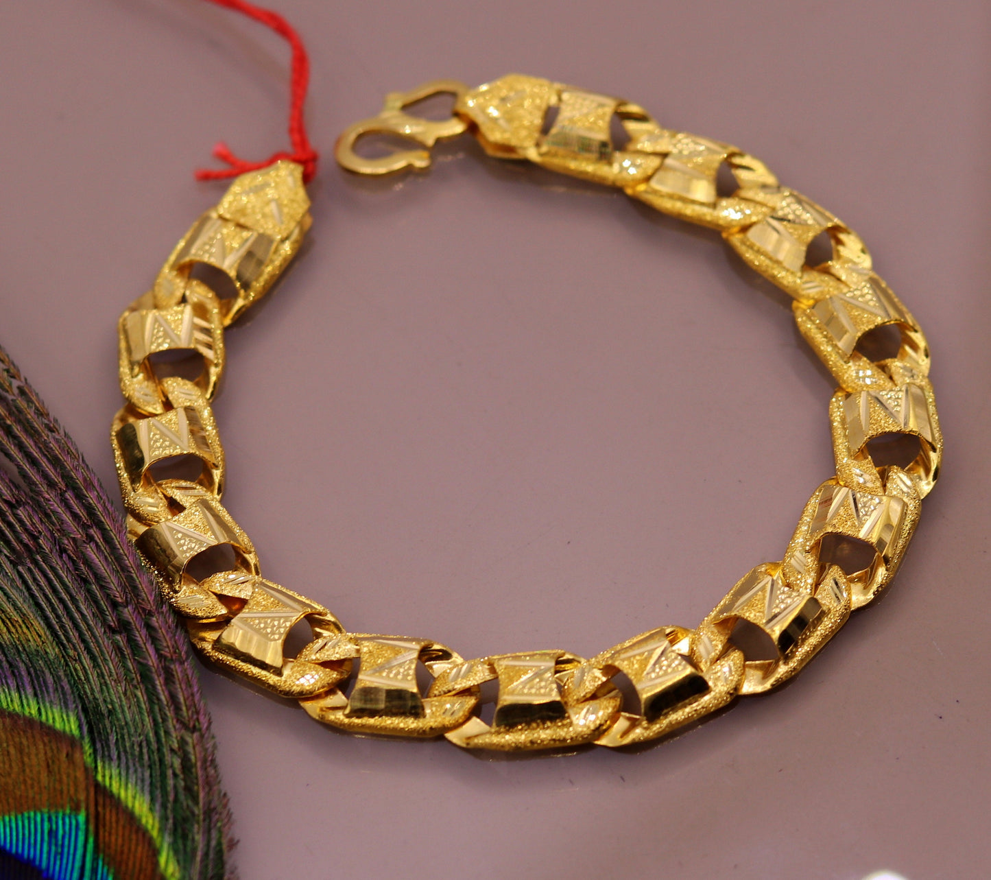 Amazing 22kt yellow gold handcrafted gorgeous design diamond cut designer flexible bracelet unique new stylish unisex bracelet jewelry - TRIBAL ORNAMENTS