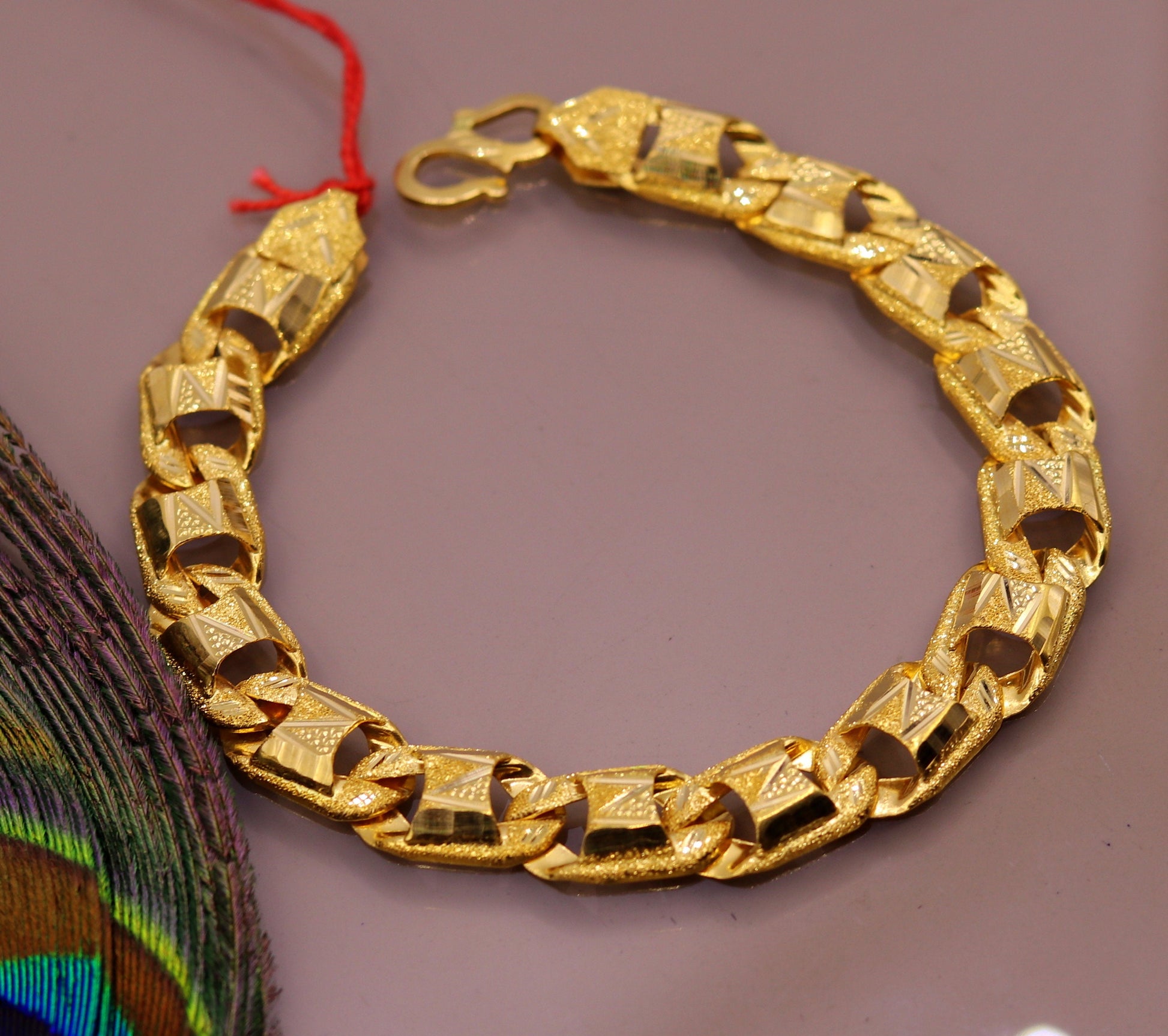 Amazing 22kt yellow gold handcrafted gorgeous design diamond cut designer flexible bracelet unique new stylish unisex bracelet jewelry - TRIBAL ORNAMENTS