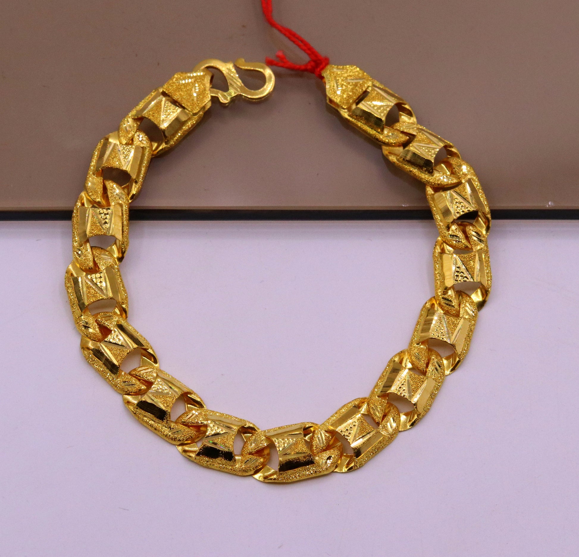 Amazing 22kt yellow gold handcrafted gorgeous design diamond cut designer flexible bracelet unique new stylish unisex bracelet jewelry - TRIBAL ORNAMENTS