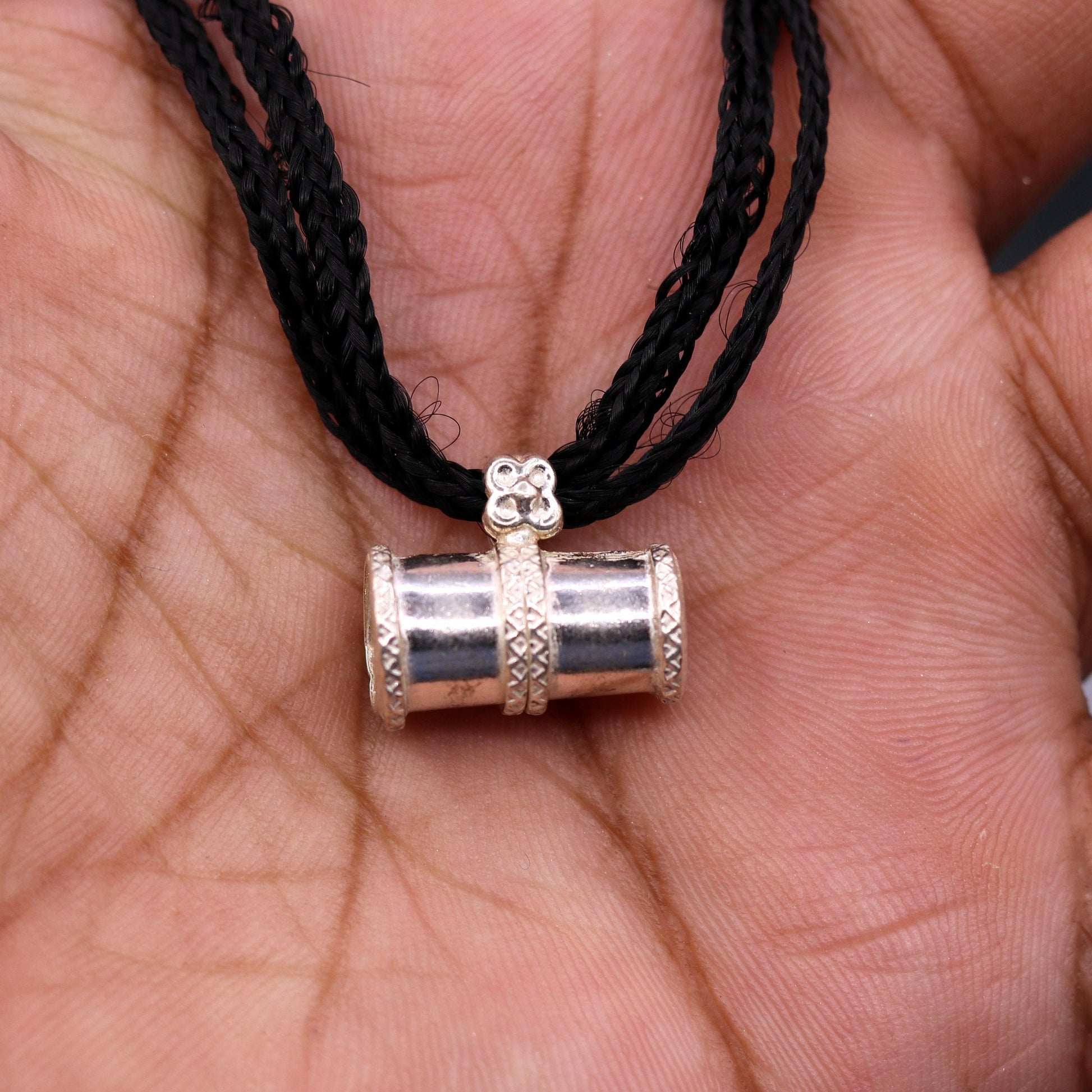 Amazing Sterling silver handmade tiny pipe shape pendant vintage antique design pine pendant unisex tribal jewelry nsp103 - TRIBAL ORNAMENTS